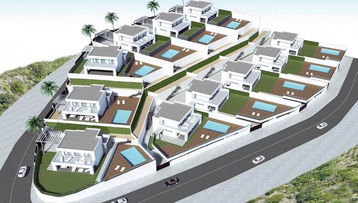 Exterior facade of 4-bedroom new-build villa, El Castillo, Manilva