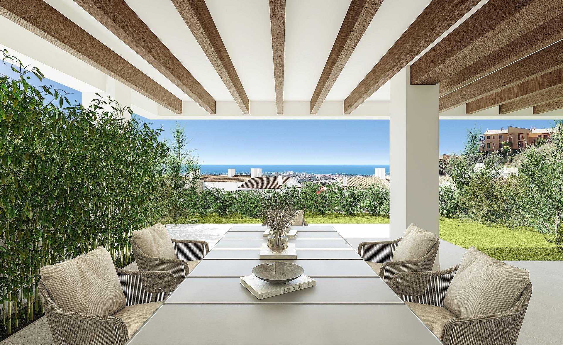 Terrace or balcony area in new-build apartment, El Paraíso, Benahavis