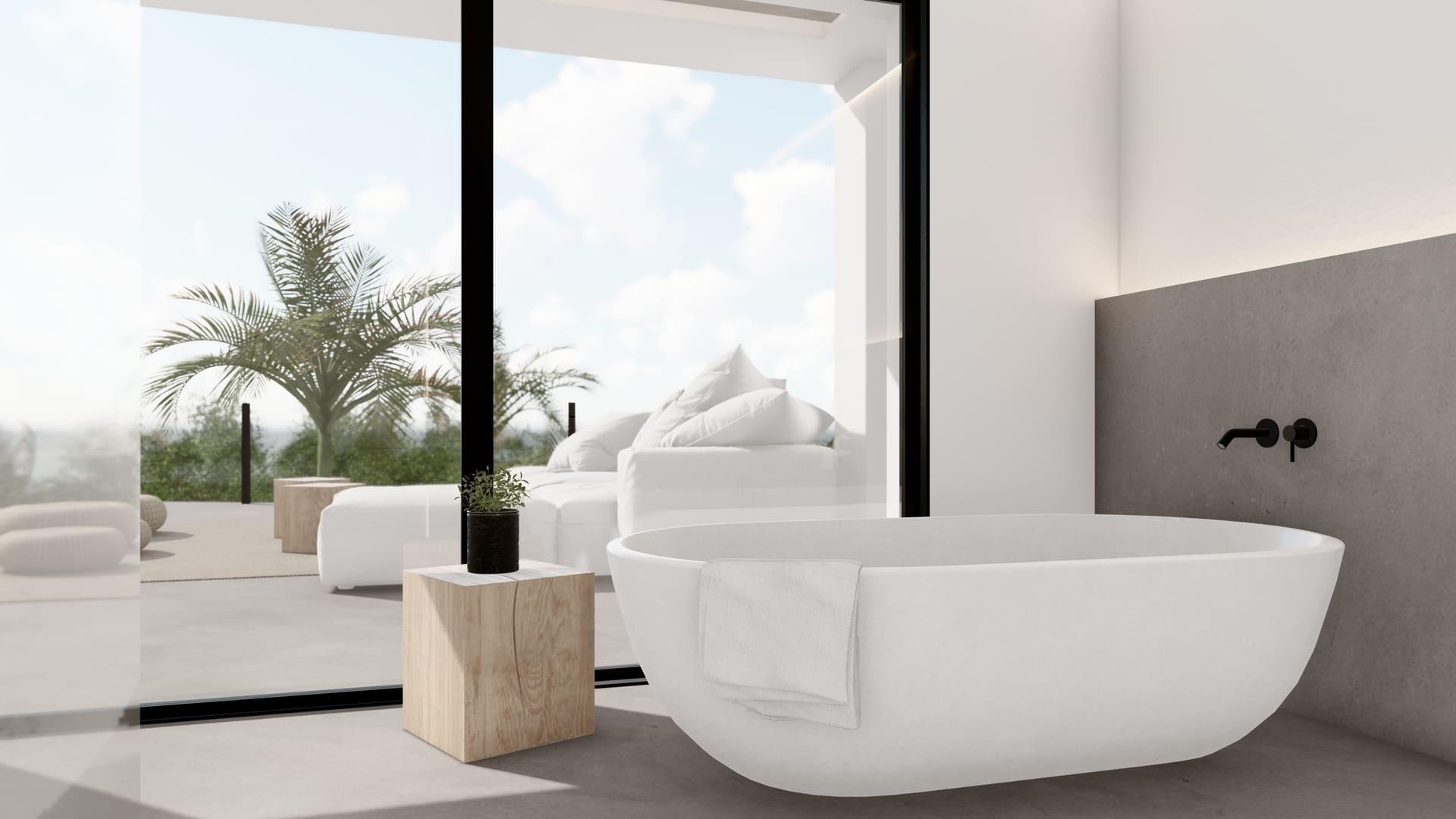 Bedroom with garden views in new-build villa, Santa María, Marbella