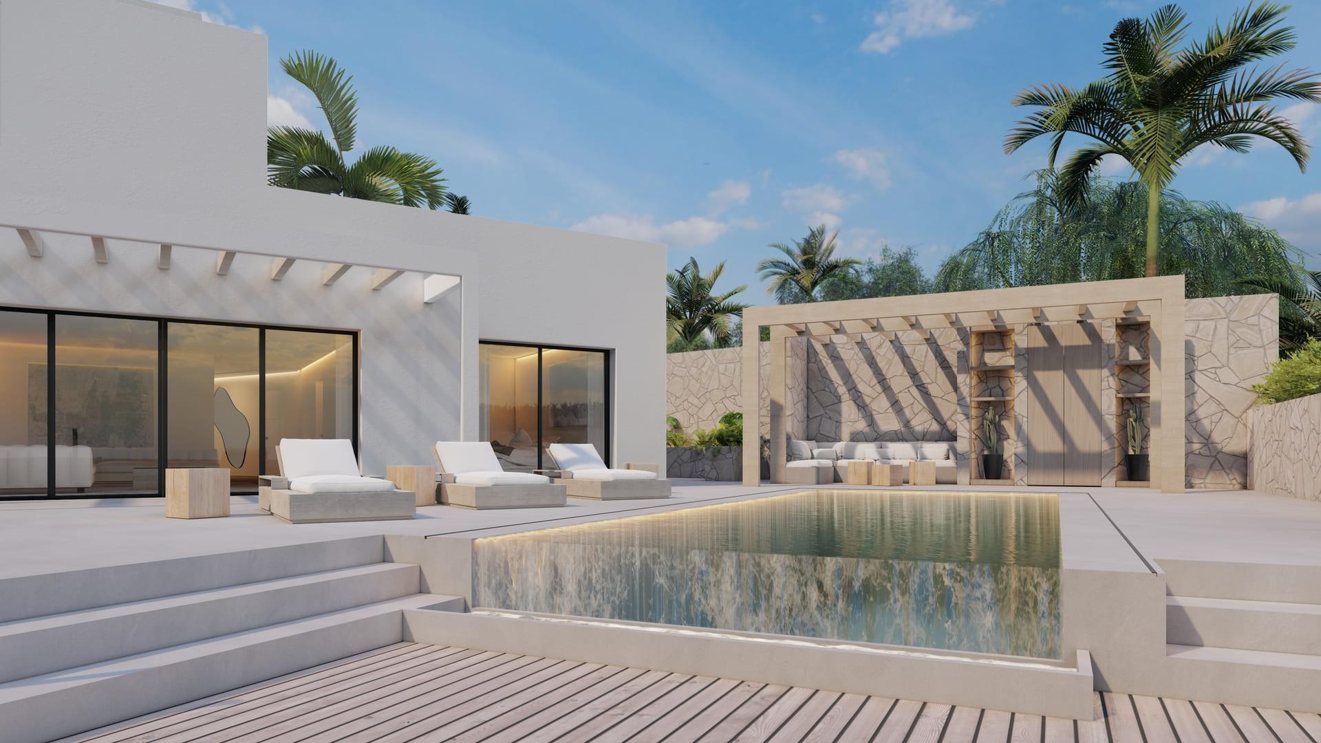 Terrace with pool view from upper floor, Santa María, Marbella