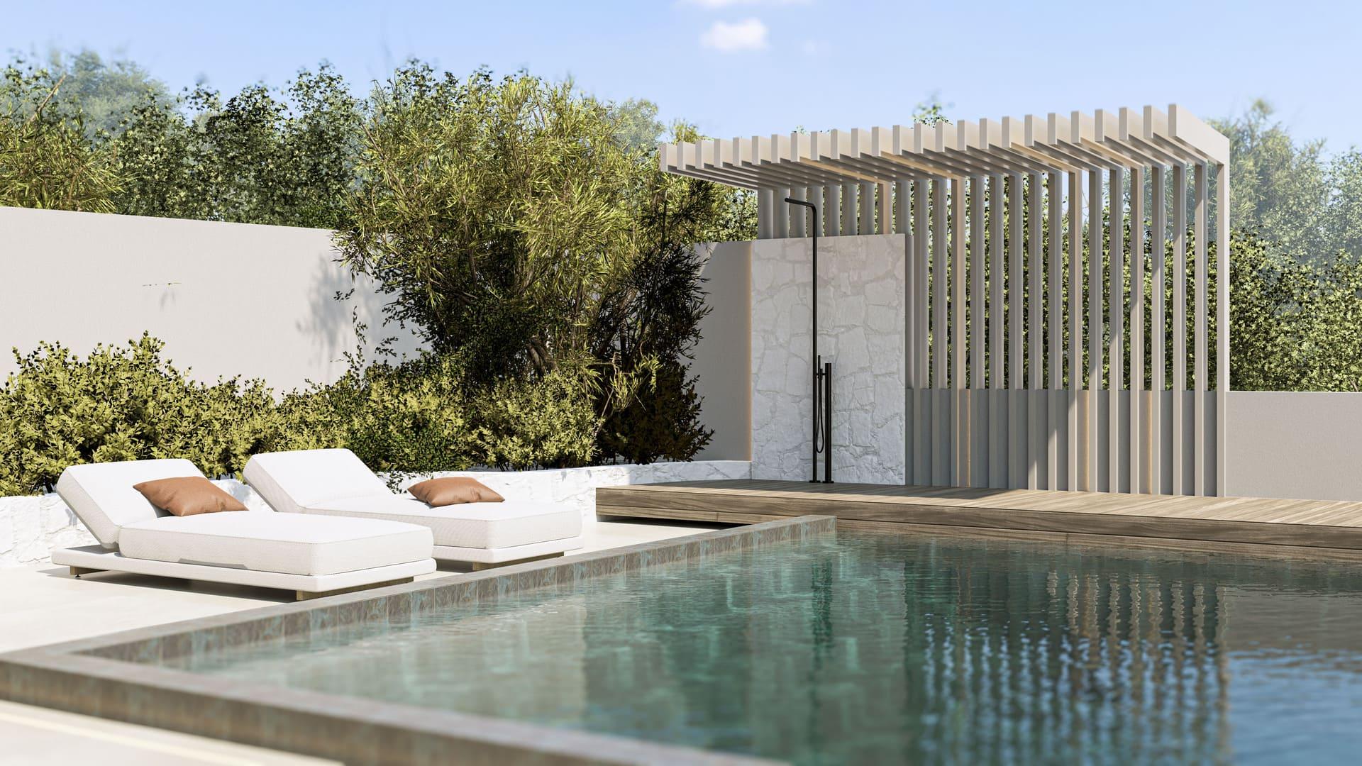 Street approach to new-build villa in Santa María, Marbella