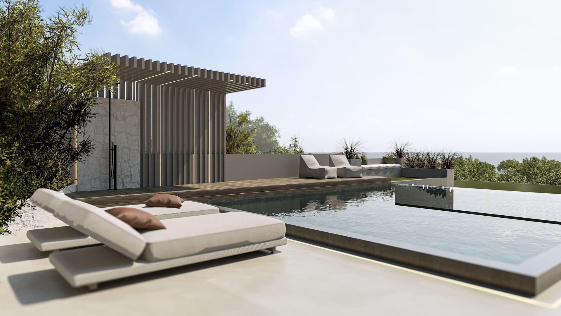 Architectural render or facade detail, 4-bedroom villa, Santa María