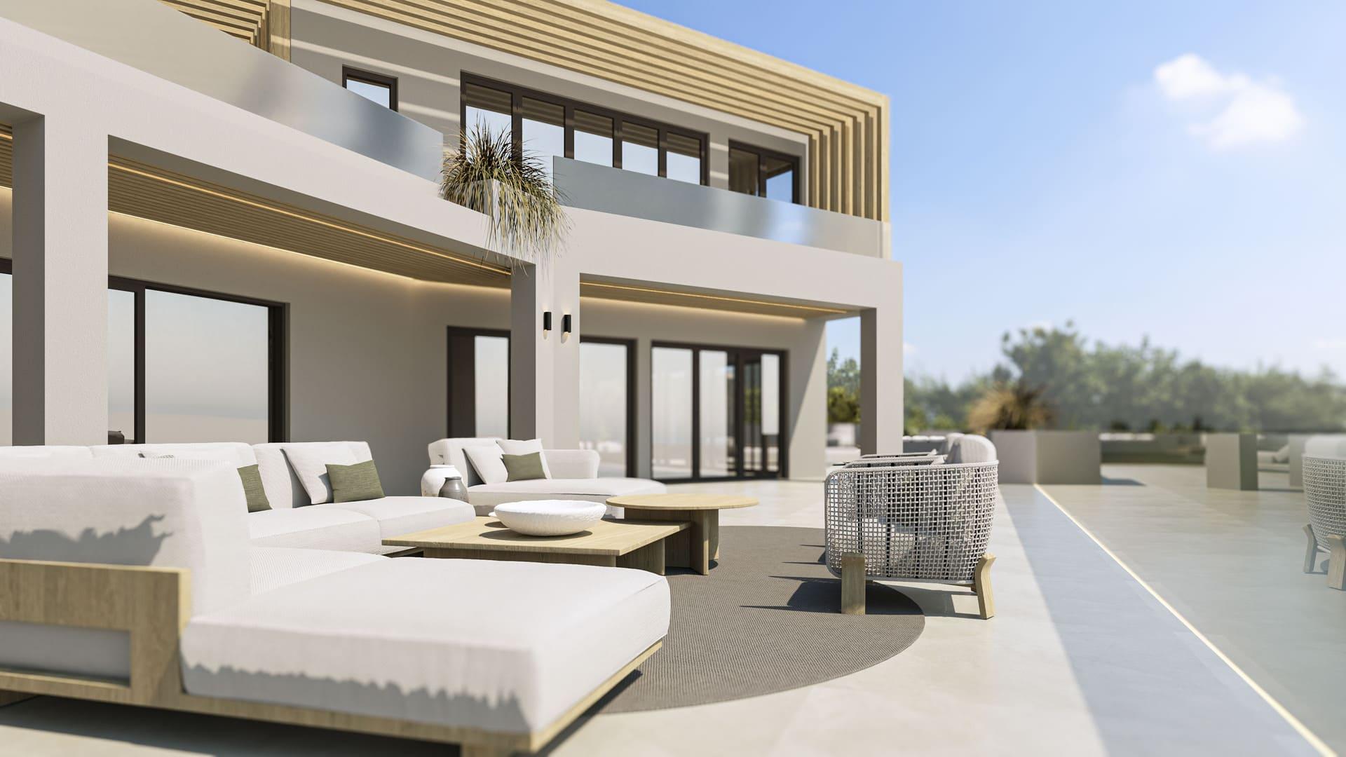 Kitchen with island in new-build villa, Santa María, Marbella