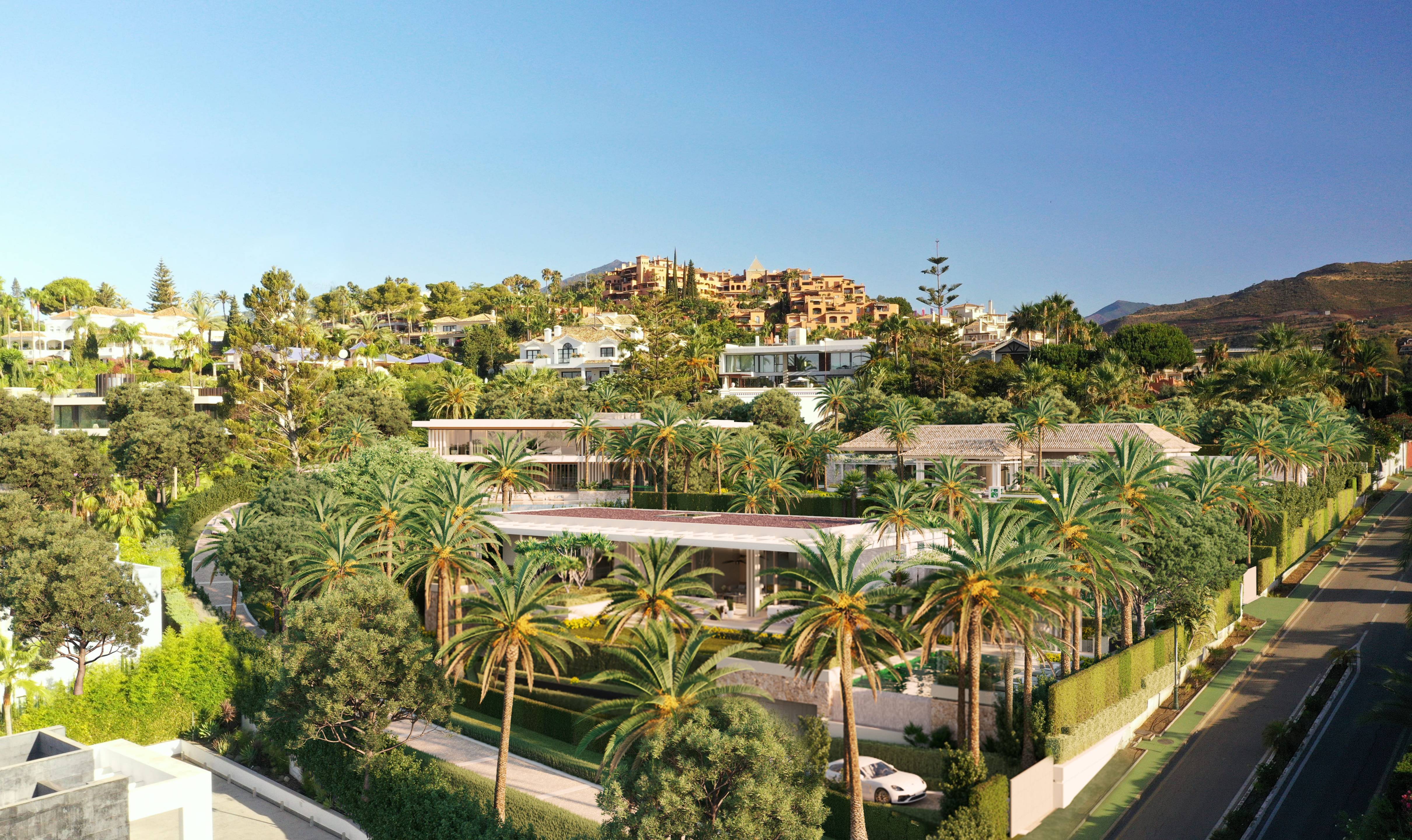 Pool area of new-build villa, Las Brisas, Marbella