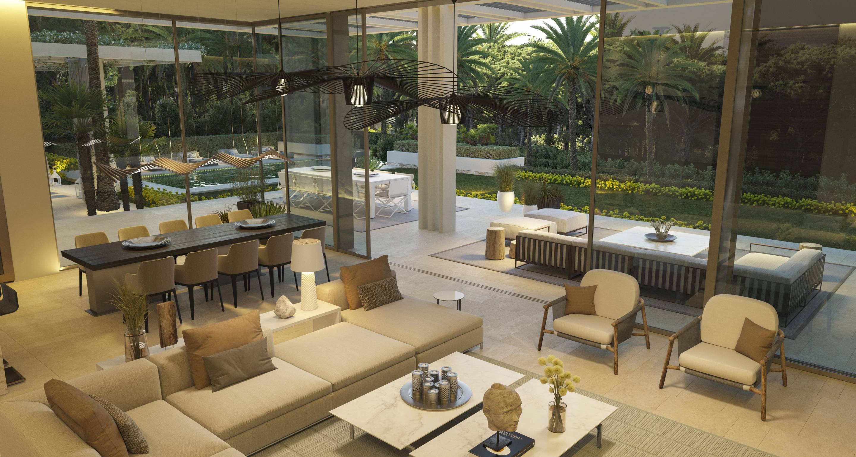 Covered terrace of new-build villa, Las Brisas, Marbella