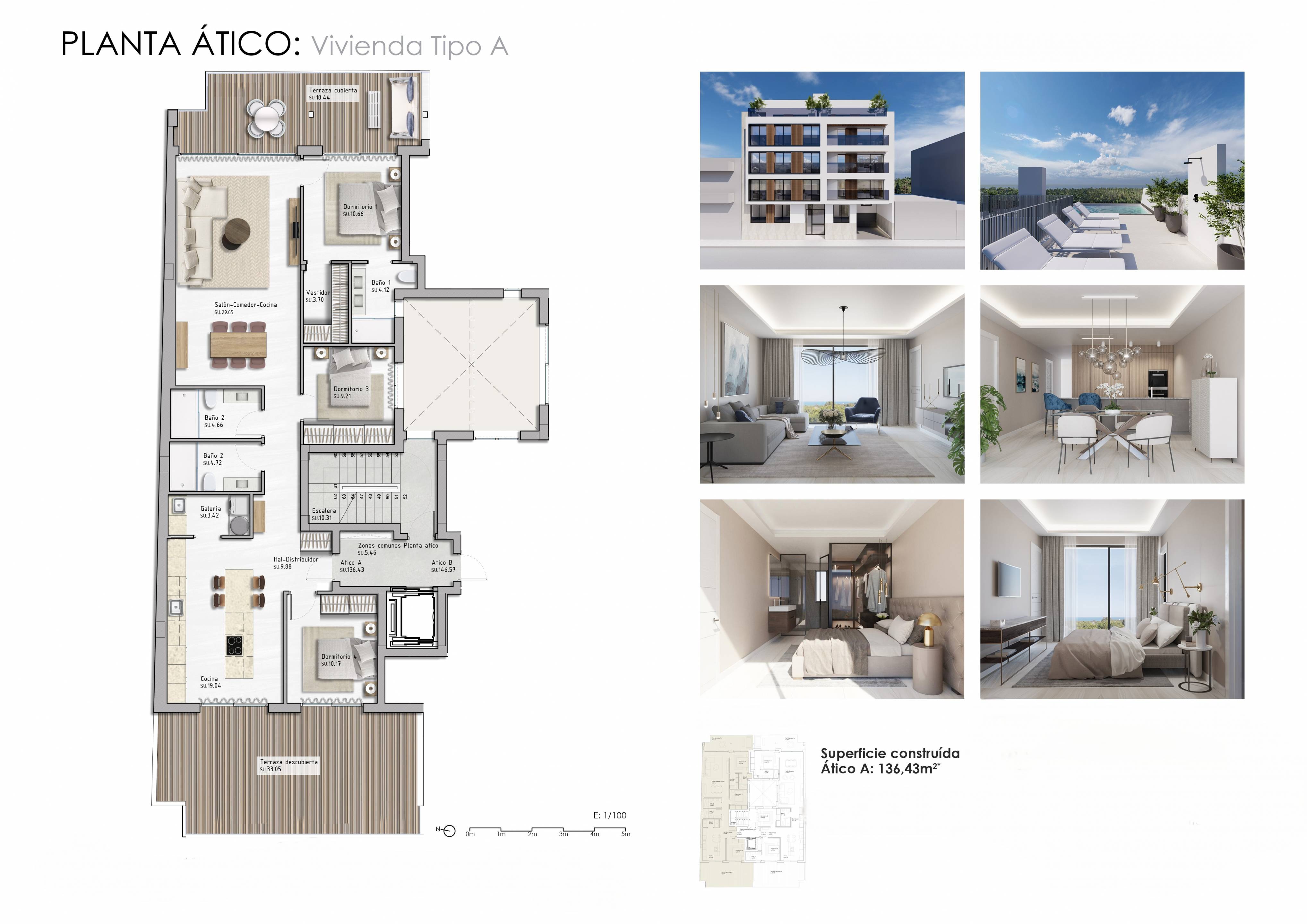 Floor plan of the 3-bedroom penthouse in Zona Pueblo (view 51)