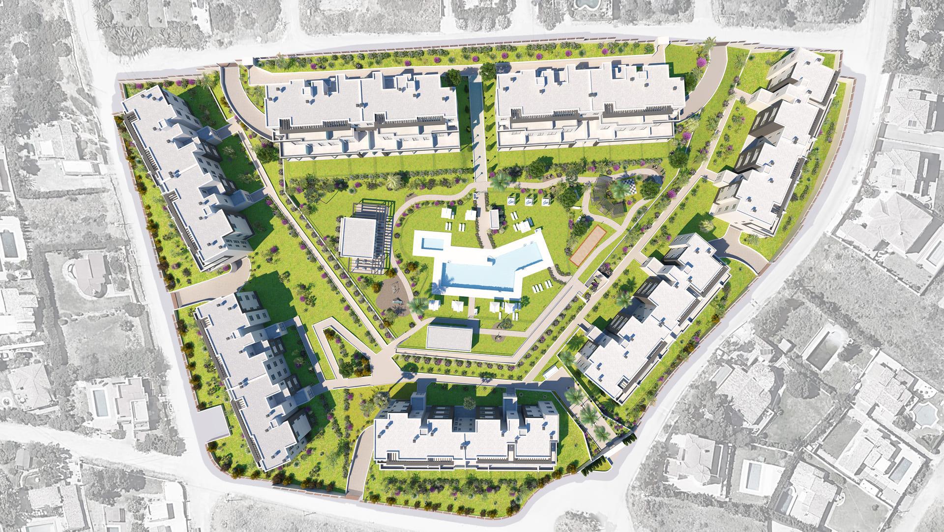 Communal gardens in new-build development, Valle Romano, Estepona