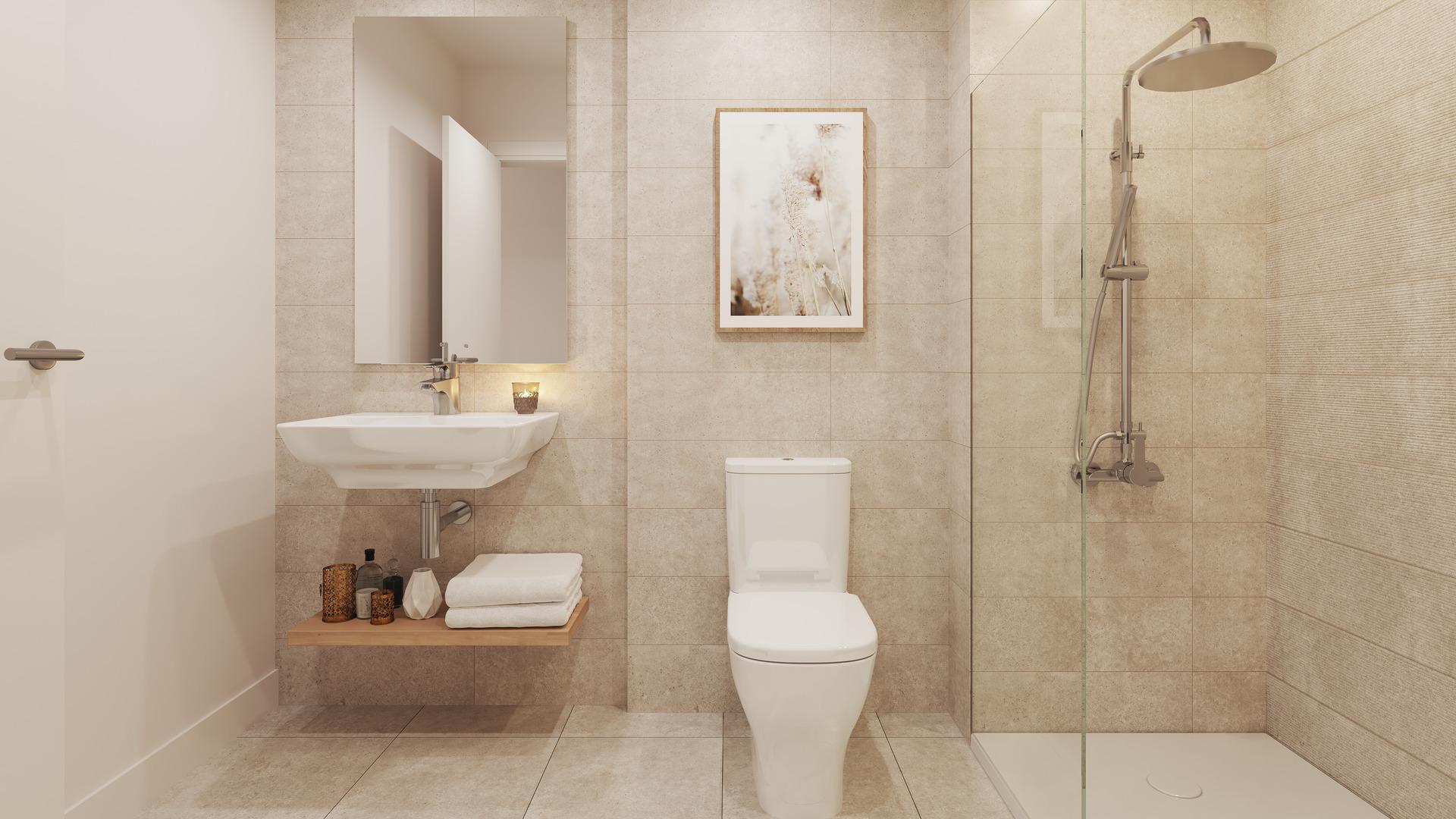 Building entrance and lift access, new-build apartment development, Valle Romano