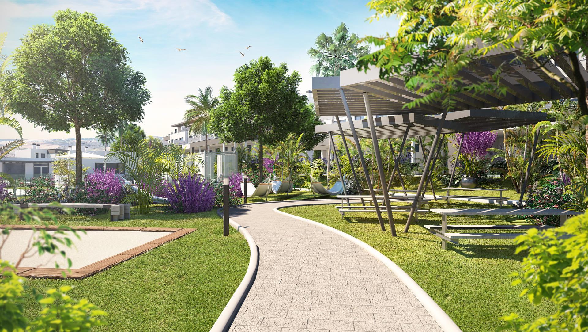 Communal pool area in new-build development, Valle Romano, Estepona