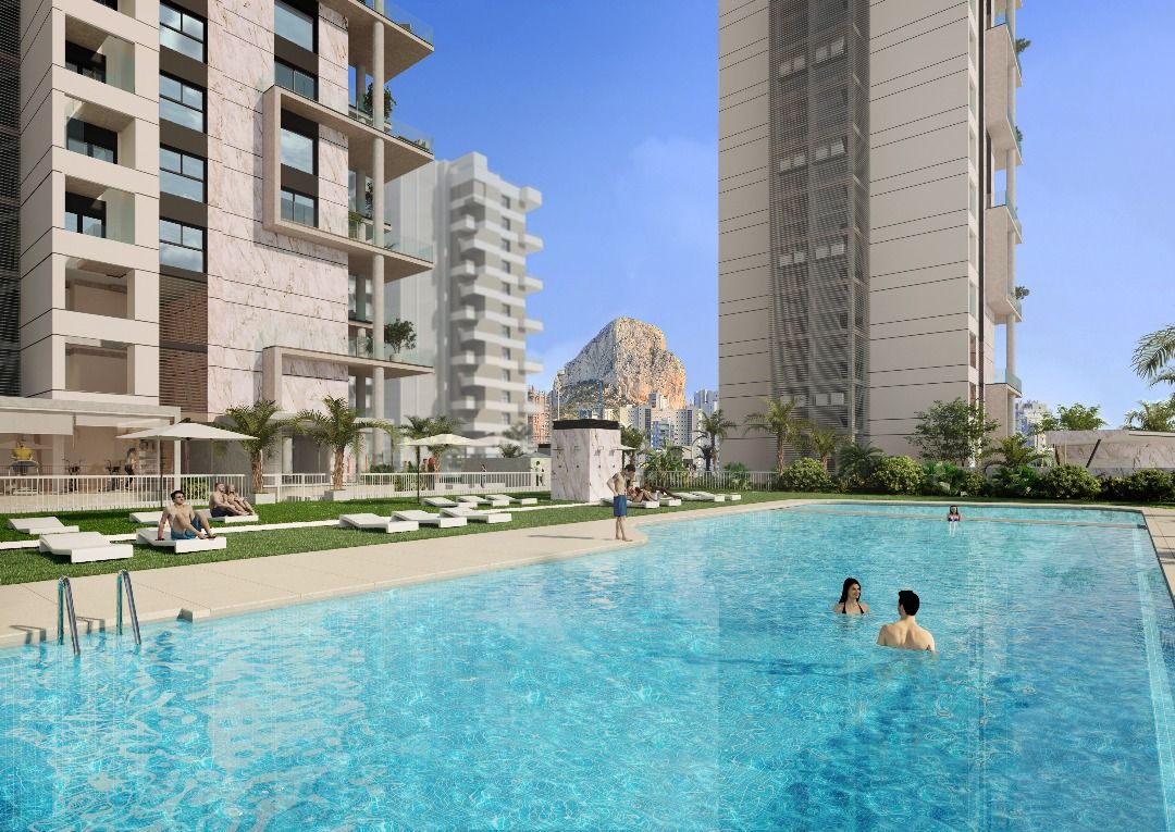 Open kitchen and living area layout, new-build apartment, Playa Arenal-Bol