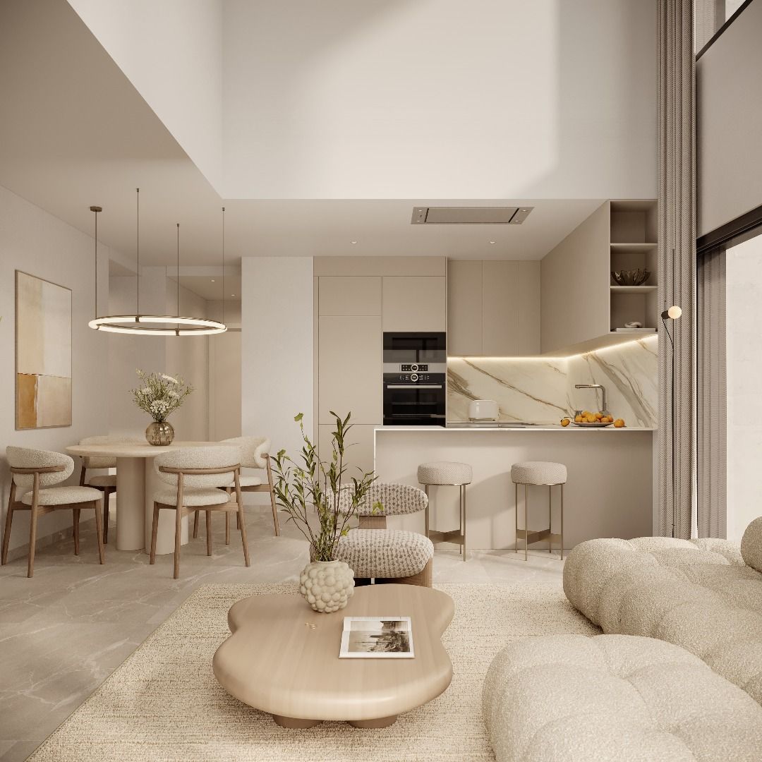 Living room floor and finish detail, new-build apartment, Playa Arenal-Bol