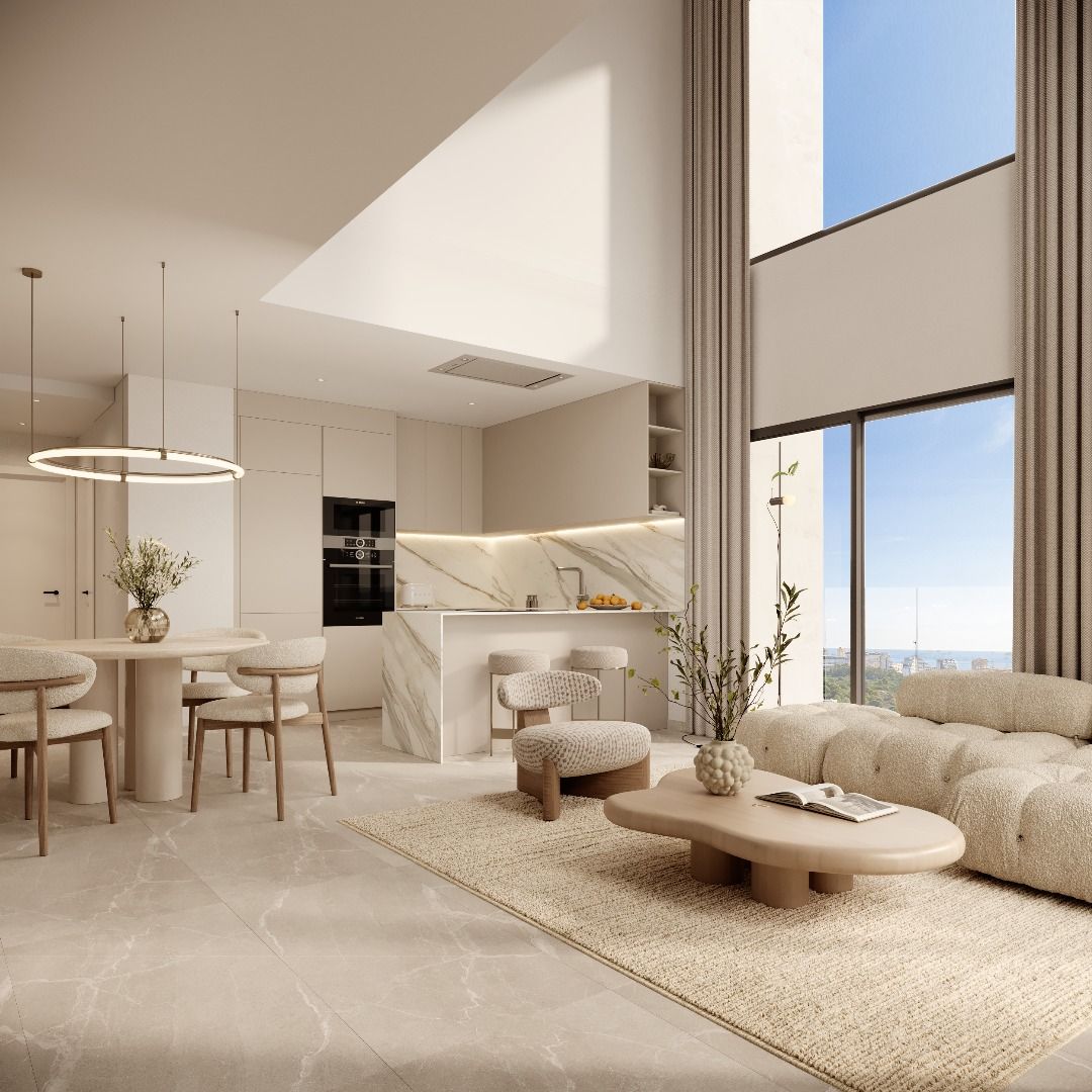 Living room with access to outdoor area, new-build apartment, Calpe