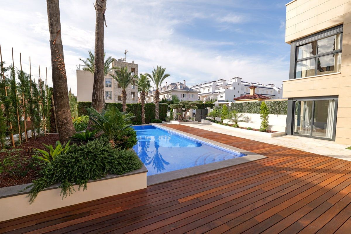 Architectural detail of new-build villa exterior, La Veleta