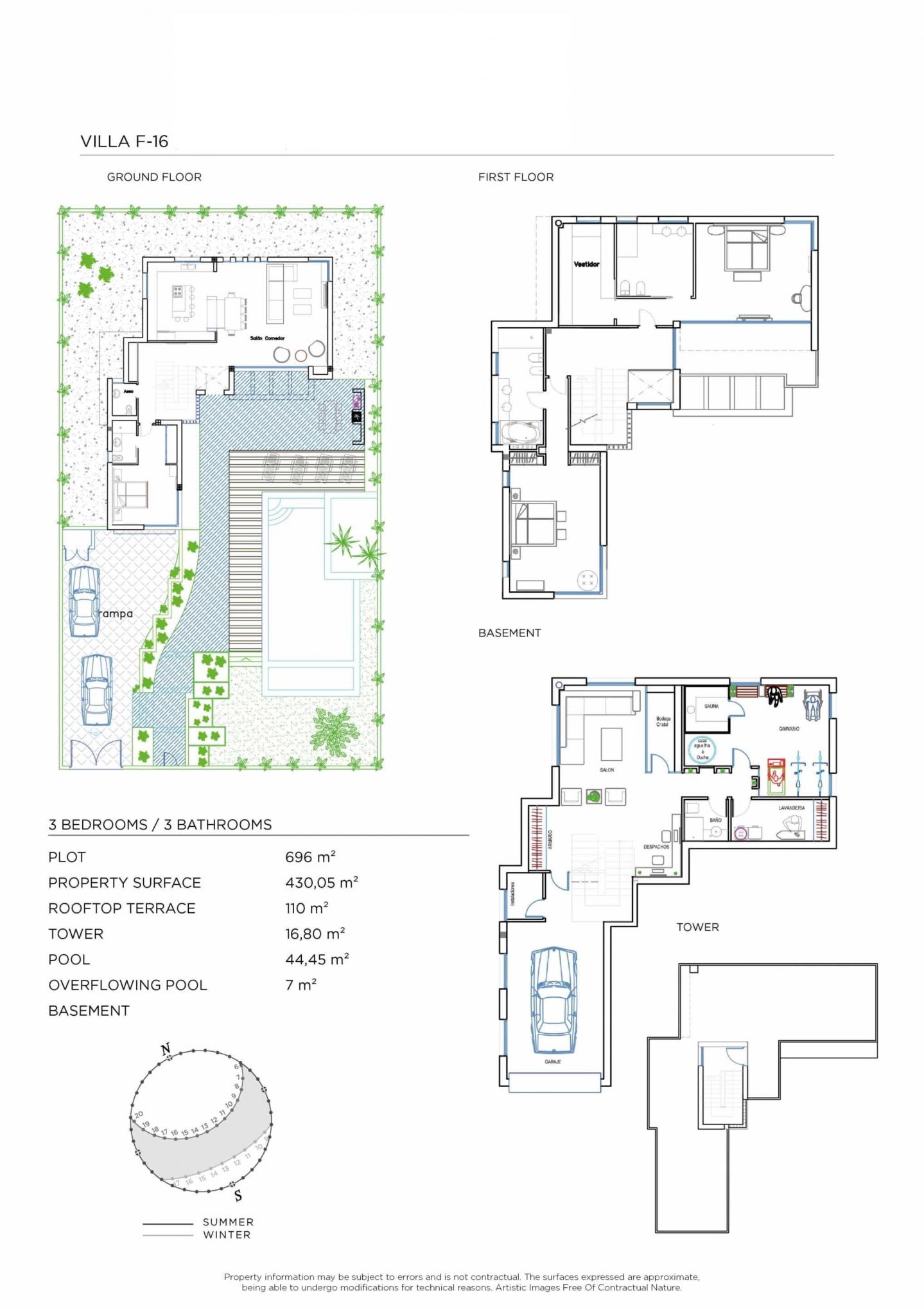 Floor plan of 3-bedroom villa in La Veleta, Torrevieja
