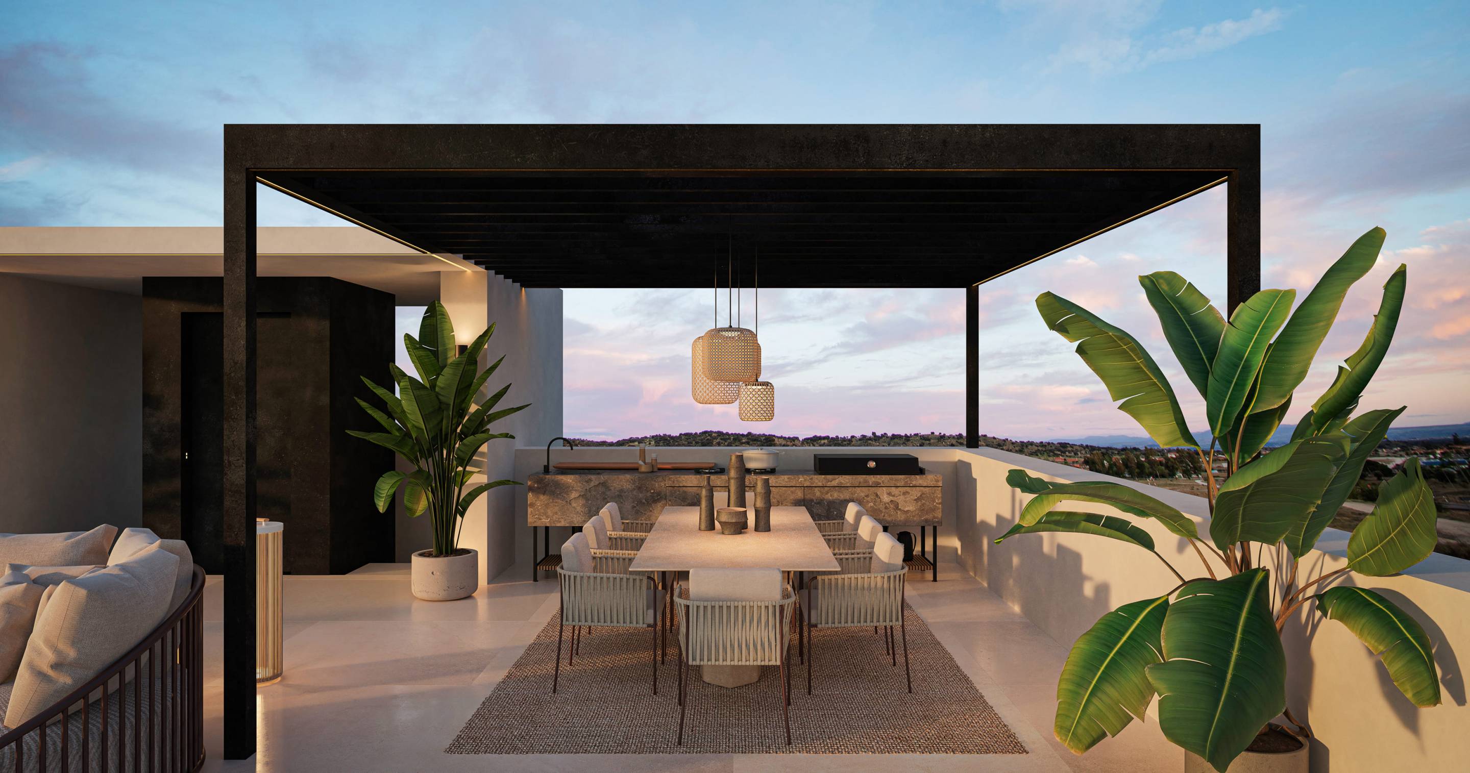 Covered terrace adjacent to living area, Whater Gardens villa