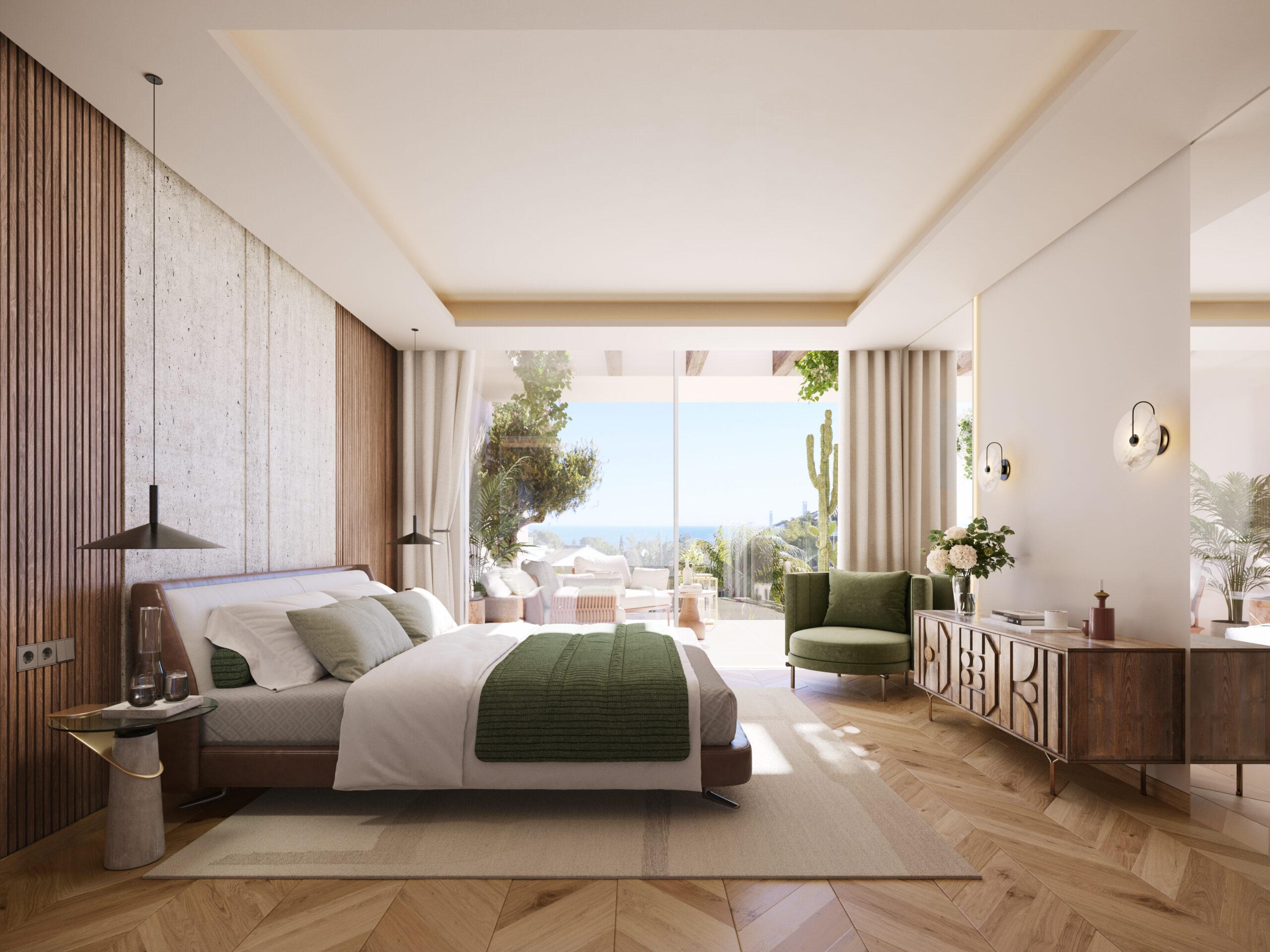 Kitchen detail showing fitted units and worktop, new-build penthouse, Lomas de Marbella Club