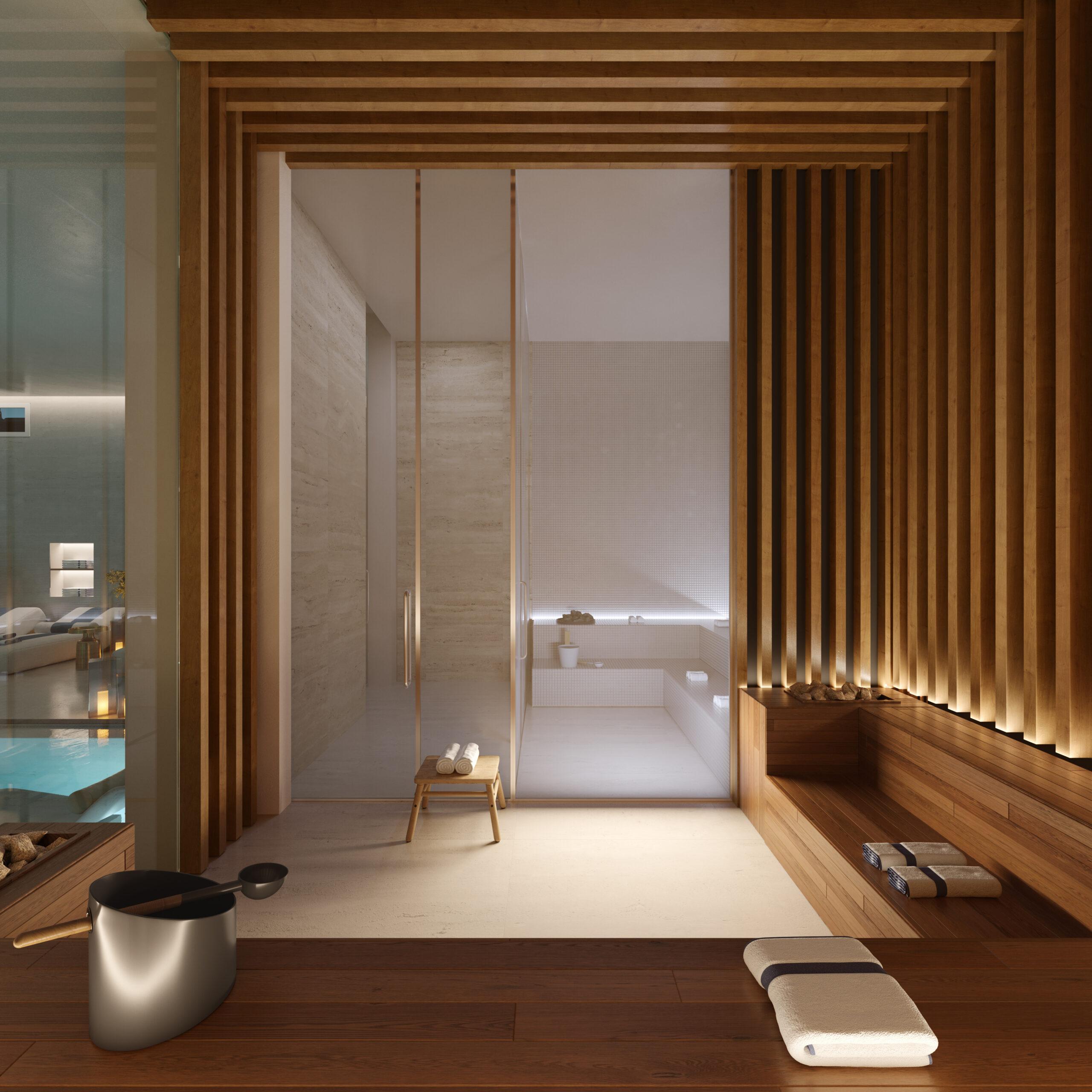 Bathroom with freestanding bath in 4-bedroom penthouse, Lomas de Marbella Club