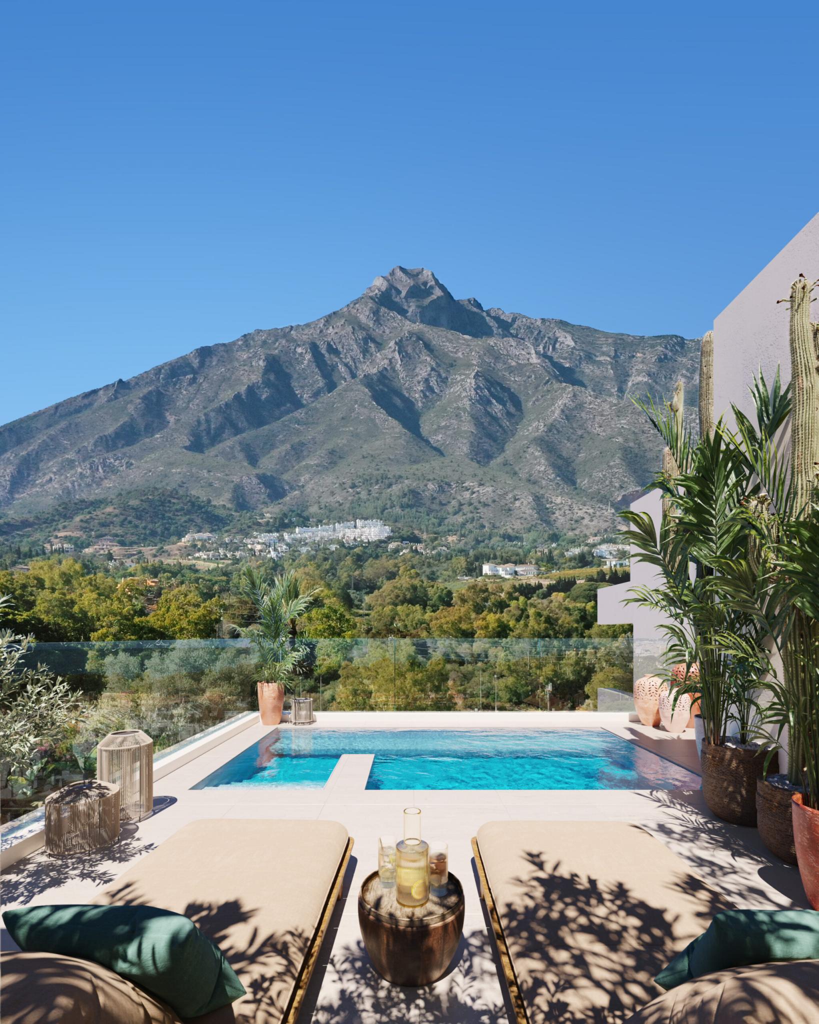 Hallway and entrance area in new-build penthouse, Lomas de Marbella Club, Marbella