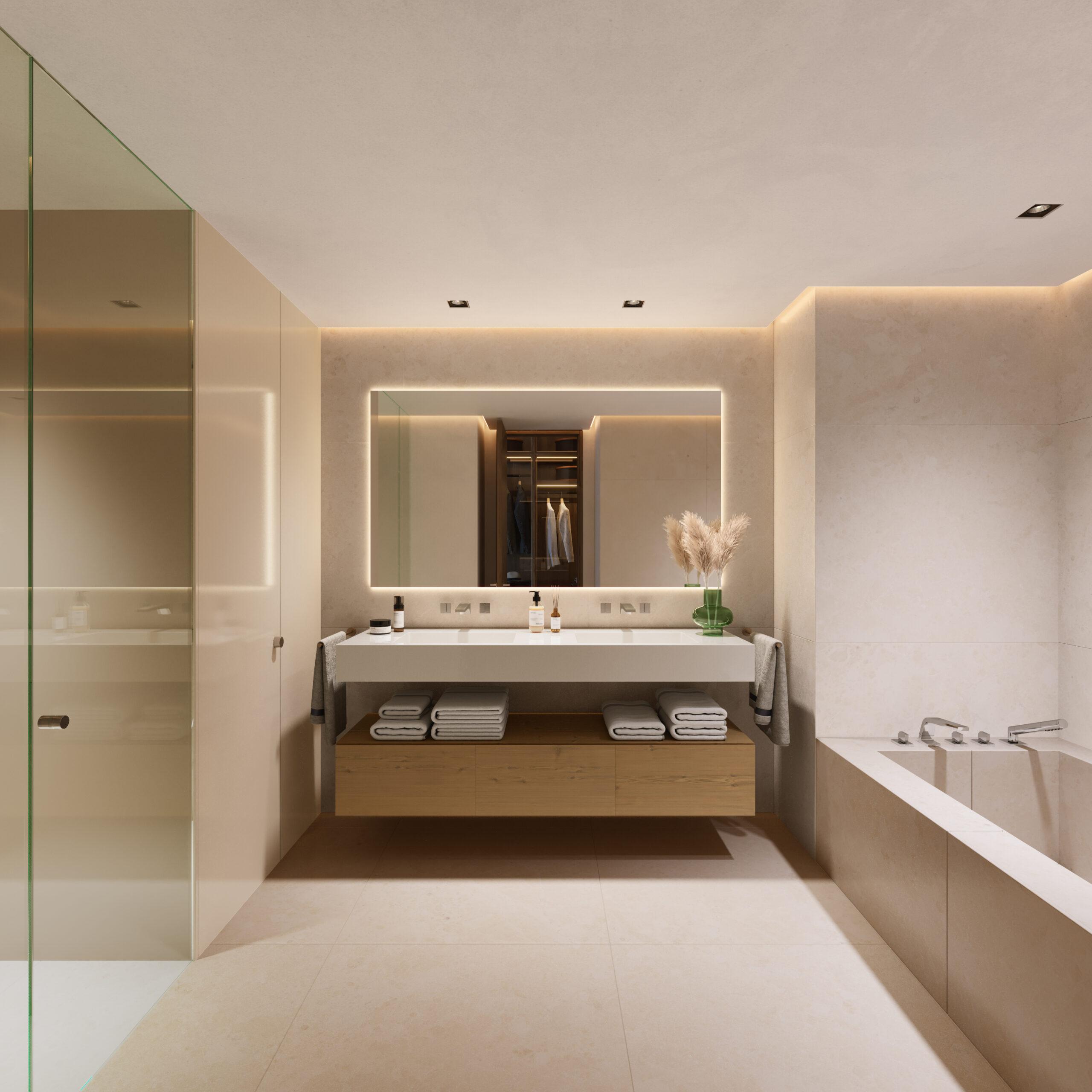 Master bedroom with floor-to-ceiling windows in 4-bedroom penthouse, Lomas de Marbella Club