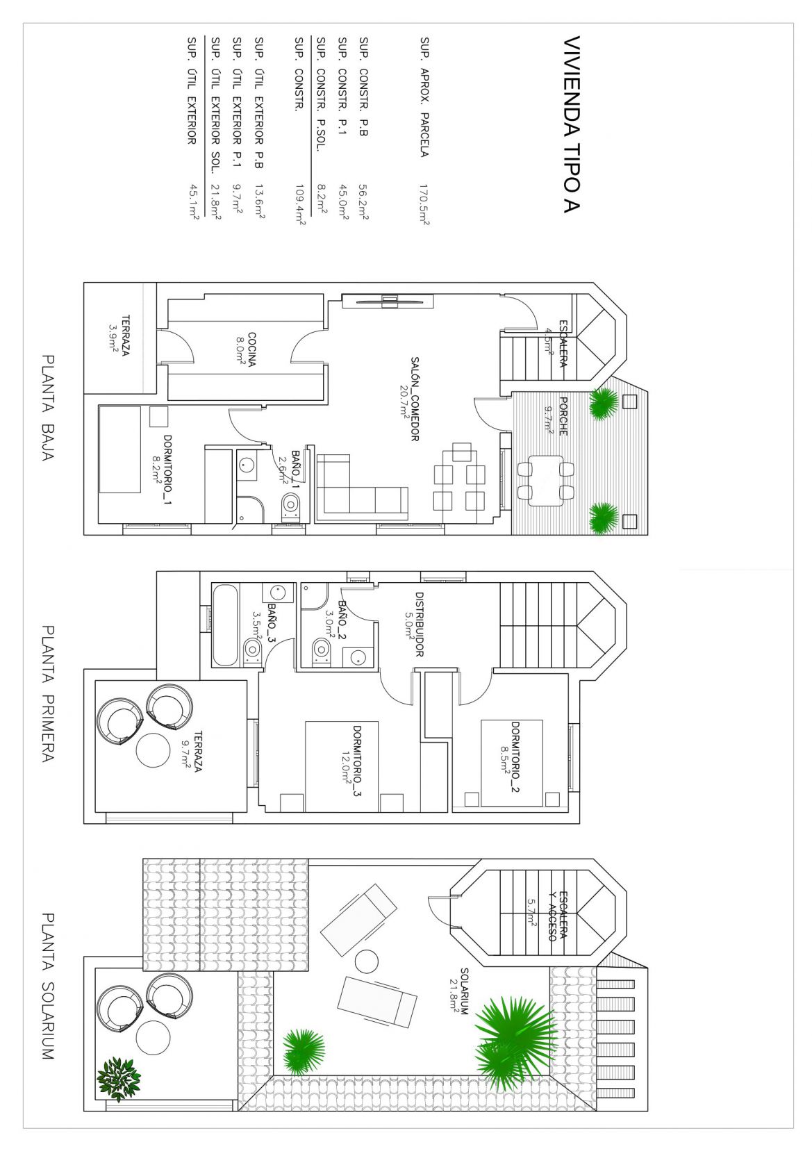 Site plan showing plot layout of villa in La Marina, San Fulgencio