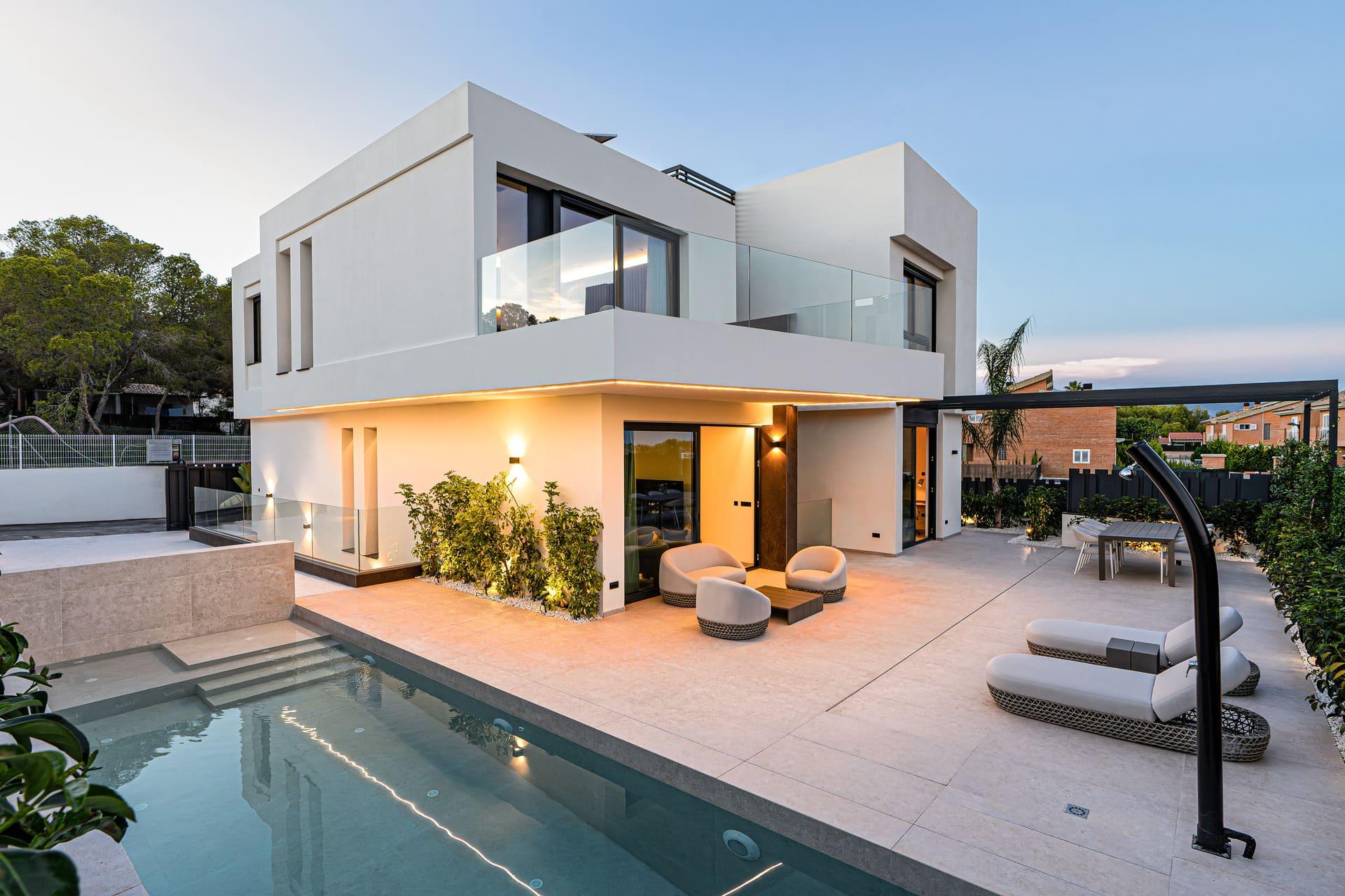 Living room with terrace access, new-build villa in San Rafael, La Nucía
