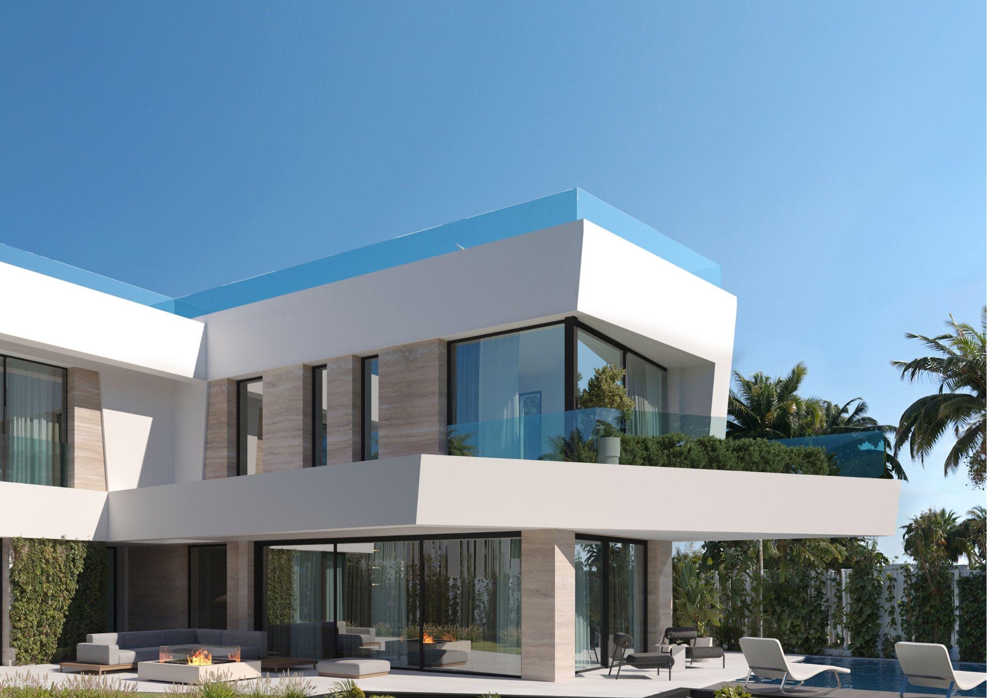 Living room with large windows in new-build villa, Sitio de Calahonda