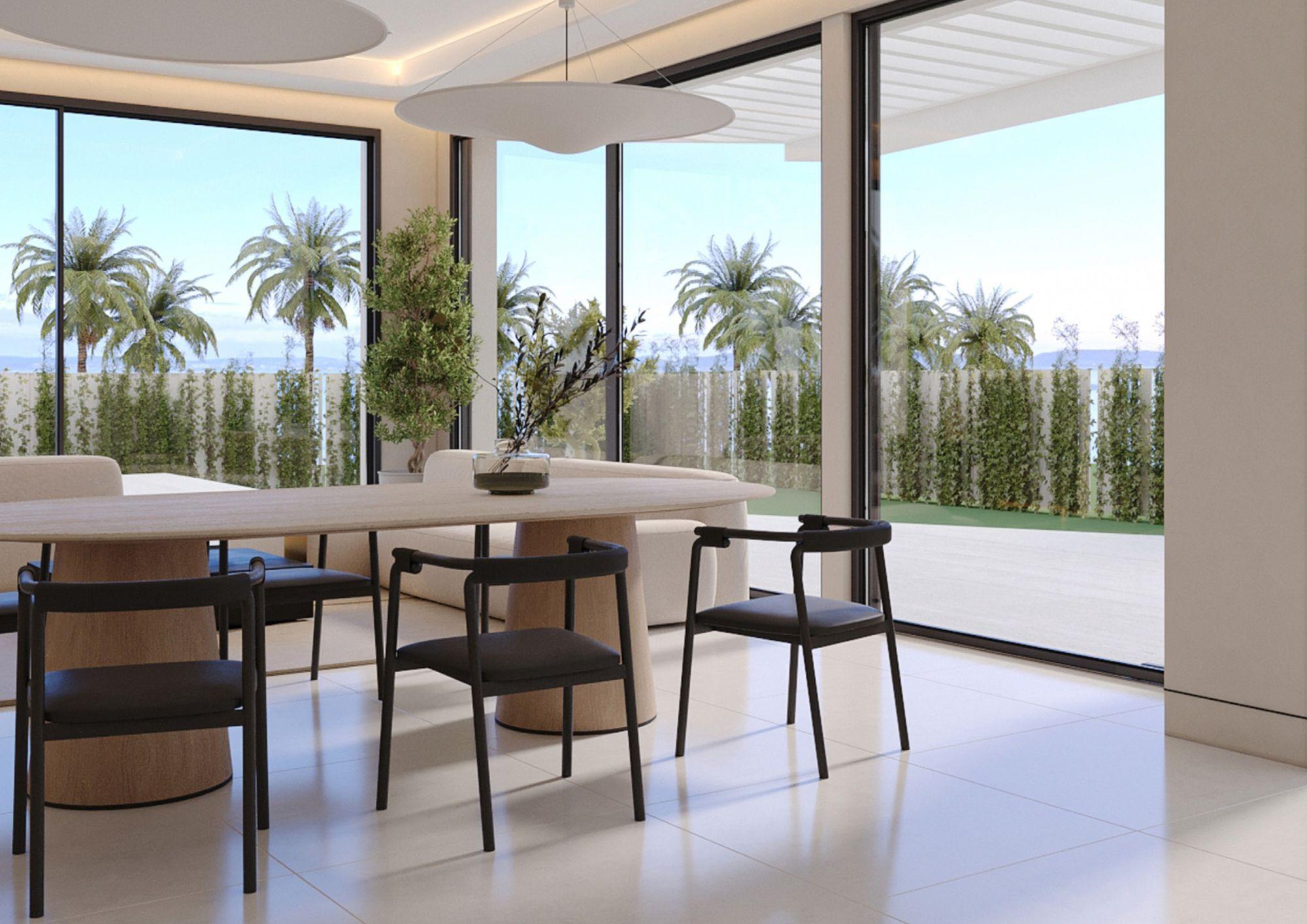 Front facade of 4-bedroom new-build villa in Sitio de Calahonda, Mijas