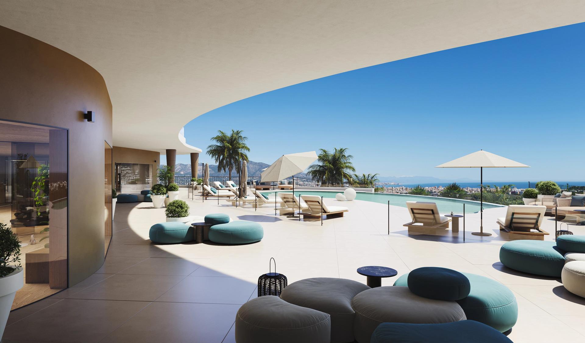 Open-plan living and dining area with panoramic windows