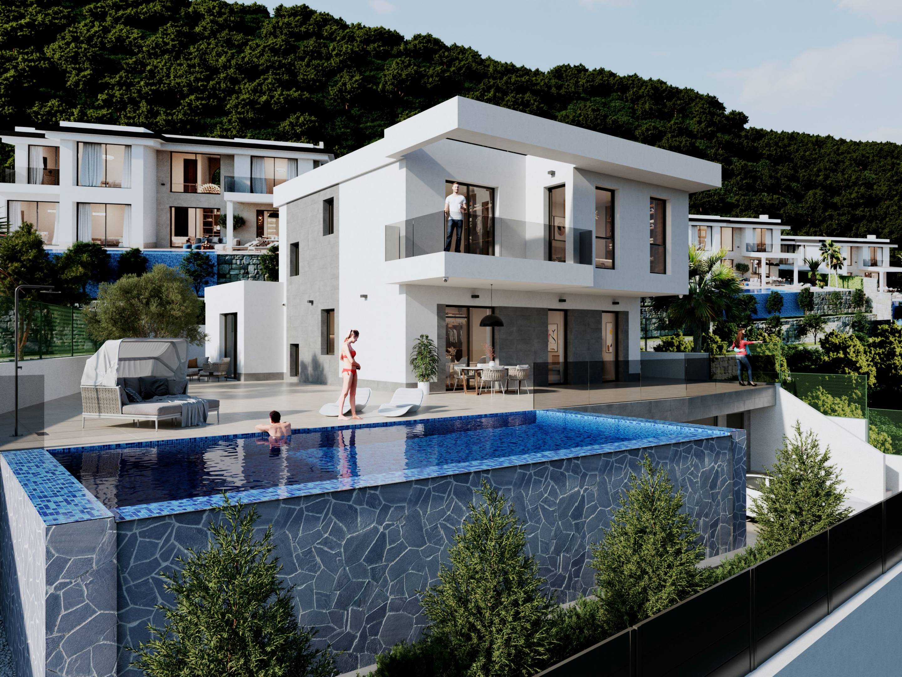 Terrace area of new-build villa in Golf Bahía, Finestrat