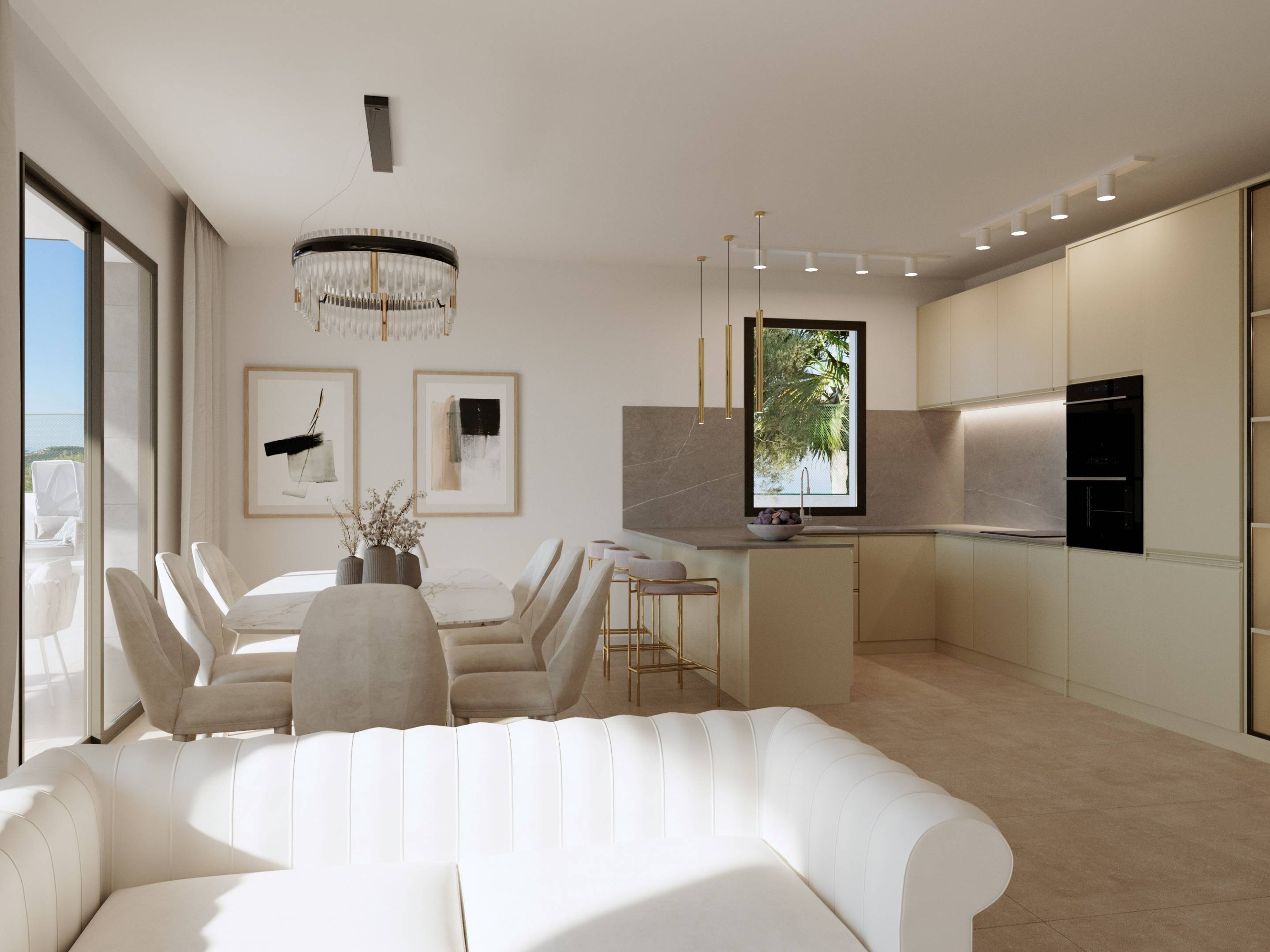 Rear exterior of new-build villa in Golf Bahía, Finestrat