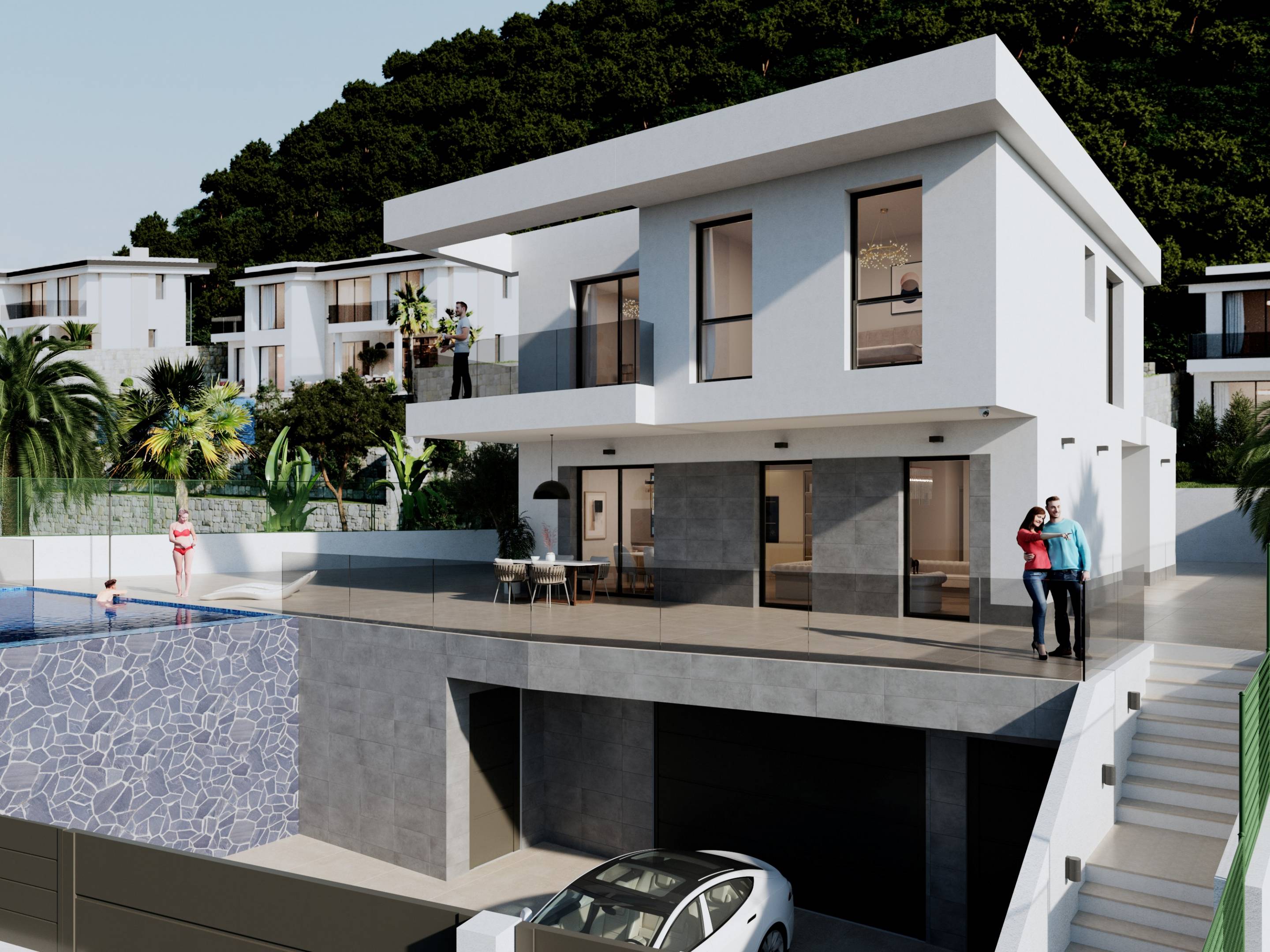 Aerial or elevated view of new-build villa plot, Golf Bahía, Finestrat