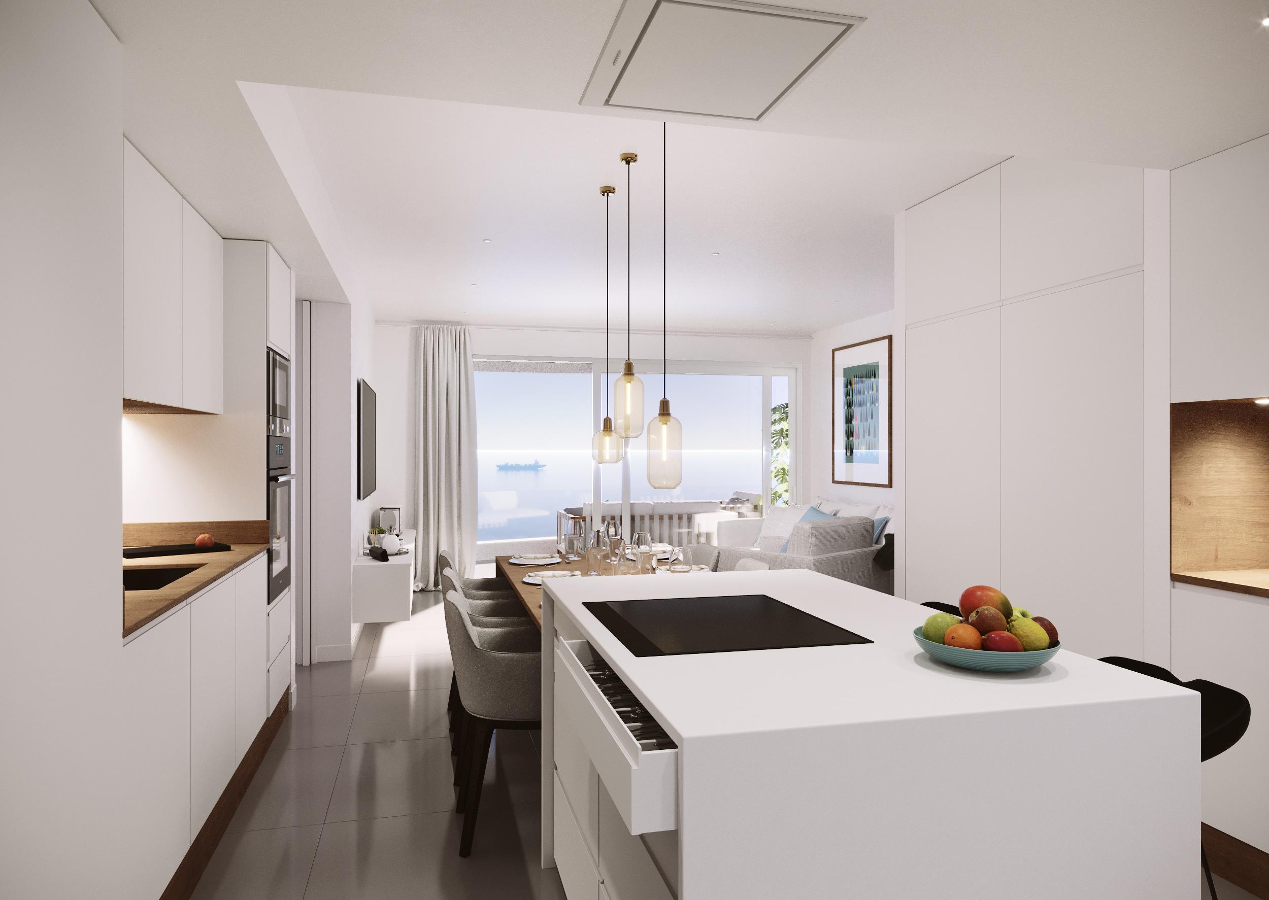 Living area with terrace access and Mediterranean sea views