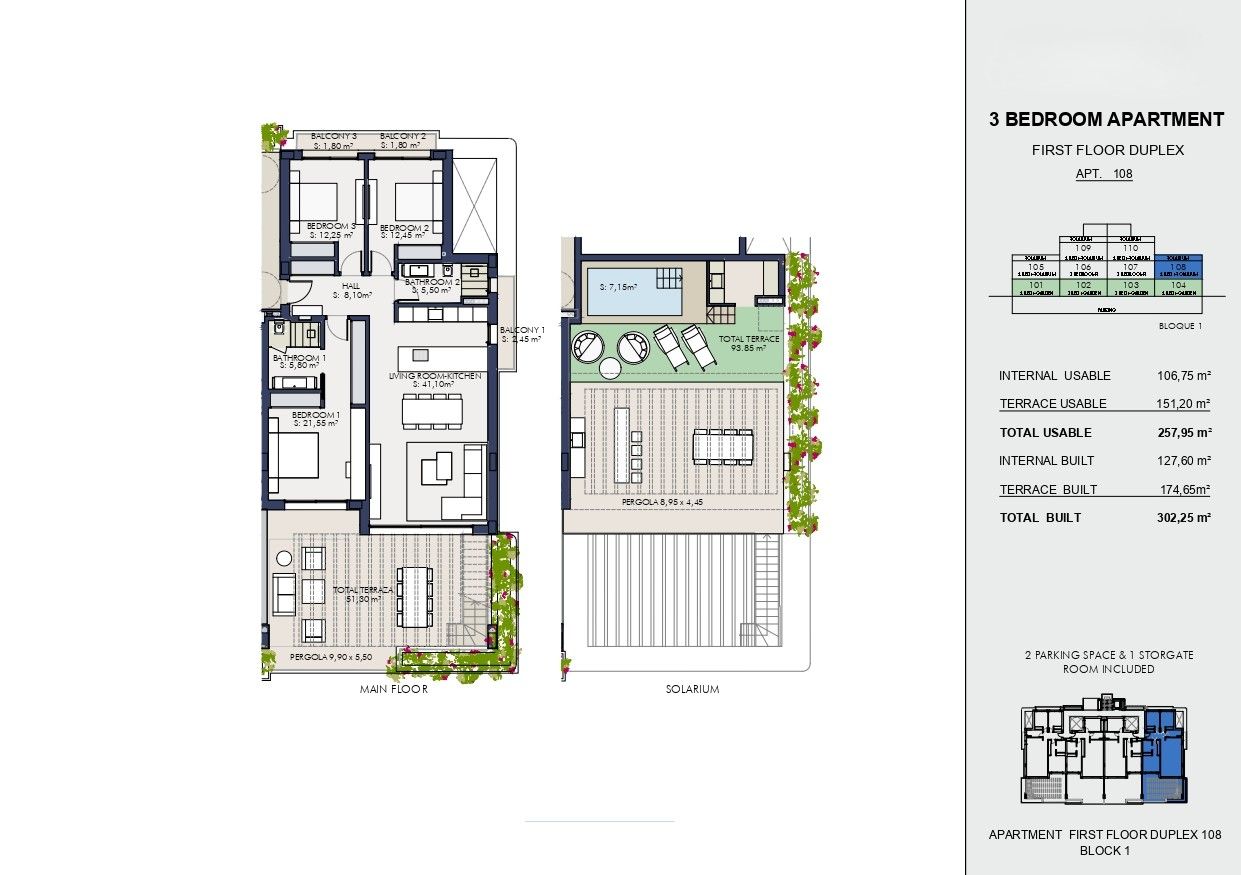 Floor plan of 3-bedroom apartment in Nueva Milla De Oro, Estepona - 302 m2