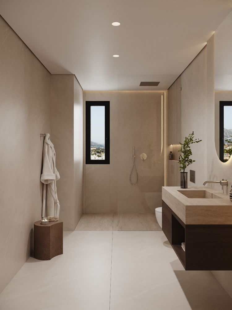 CGI exterior render of penthouse building, Nueva Milla De Oro, Estepona