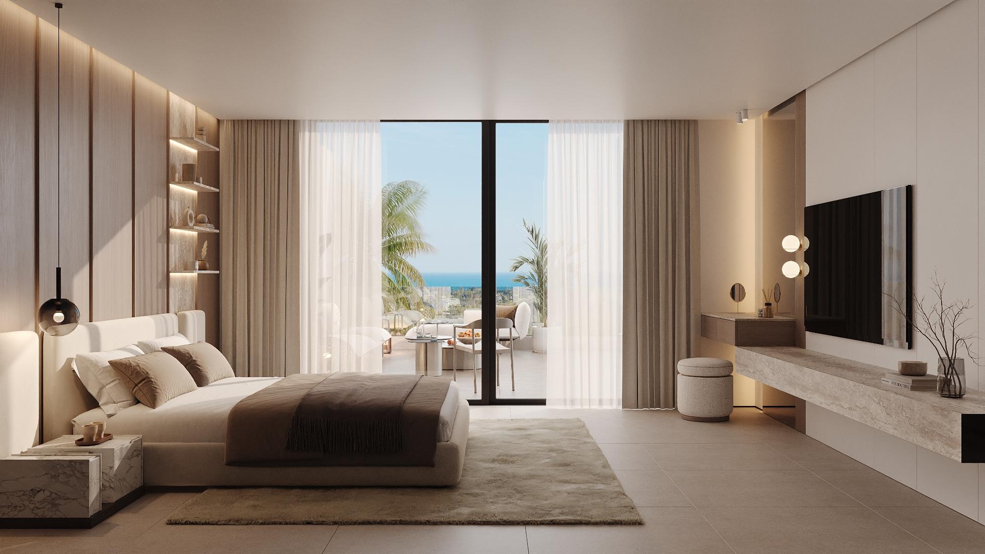 CGI kitchen render in new-build penthouse, Nueva Milla De Oro