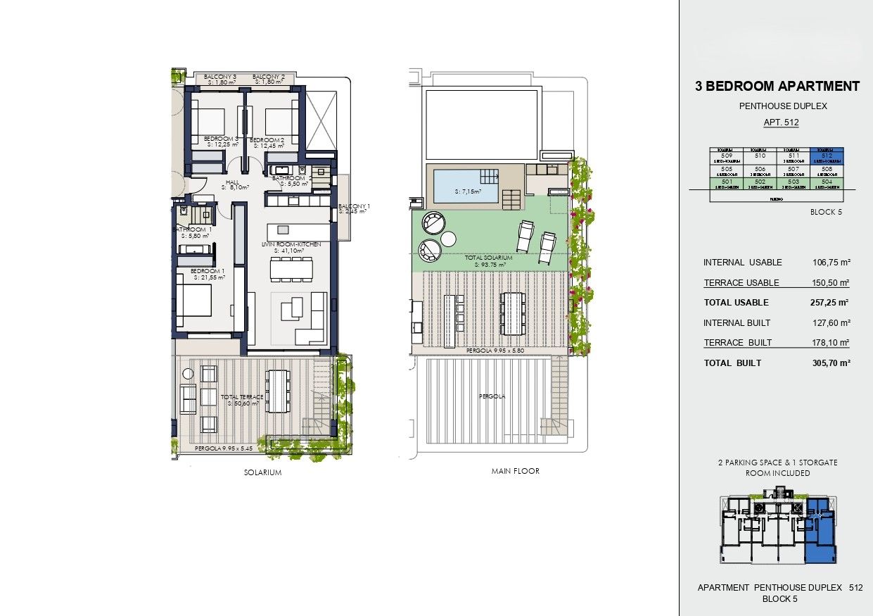 Floor plan of 3-bedroom penthouse in Nueva Milla De Oro, Estepona