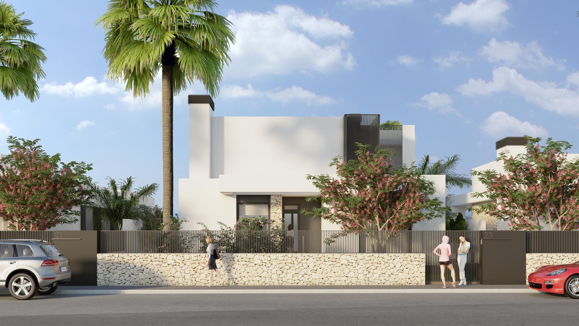 Garden area on 528m2 plot, new-build villa in Algorfa