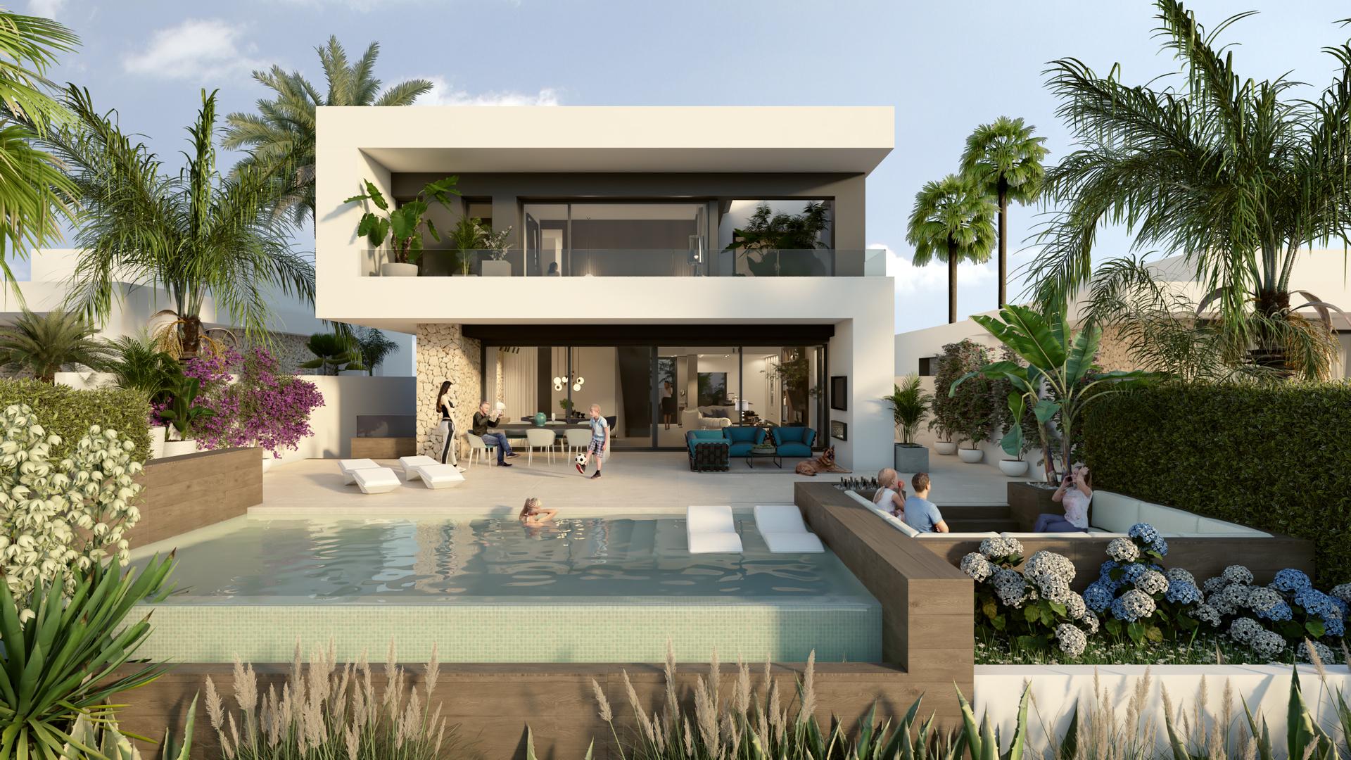 Front elevation of 3-bedroom new-build villa, Algorfa