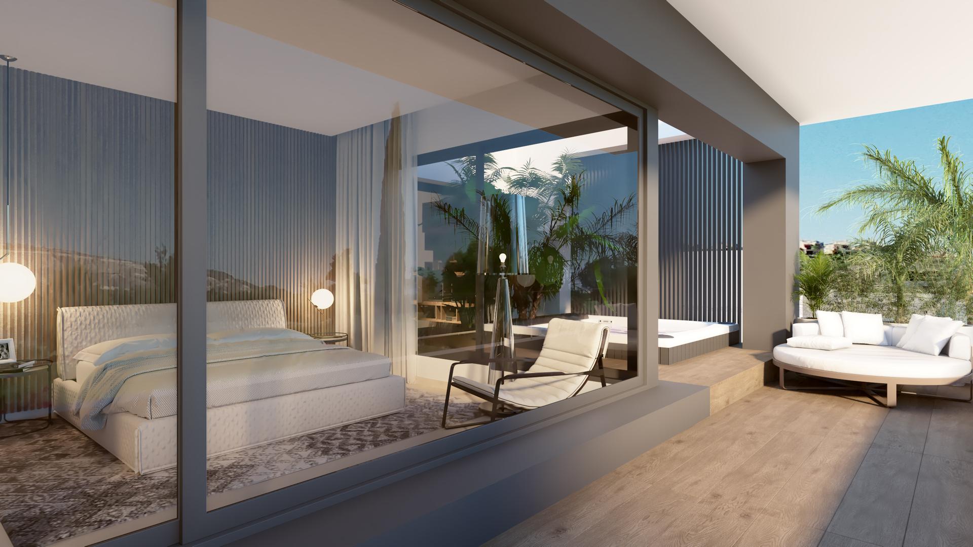 Rear garden area of new-build villa on 515m2 plot in Algorfa