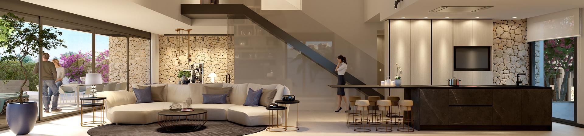 Open-plan living and dining area in 3-bedroom villa, Algorfa