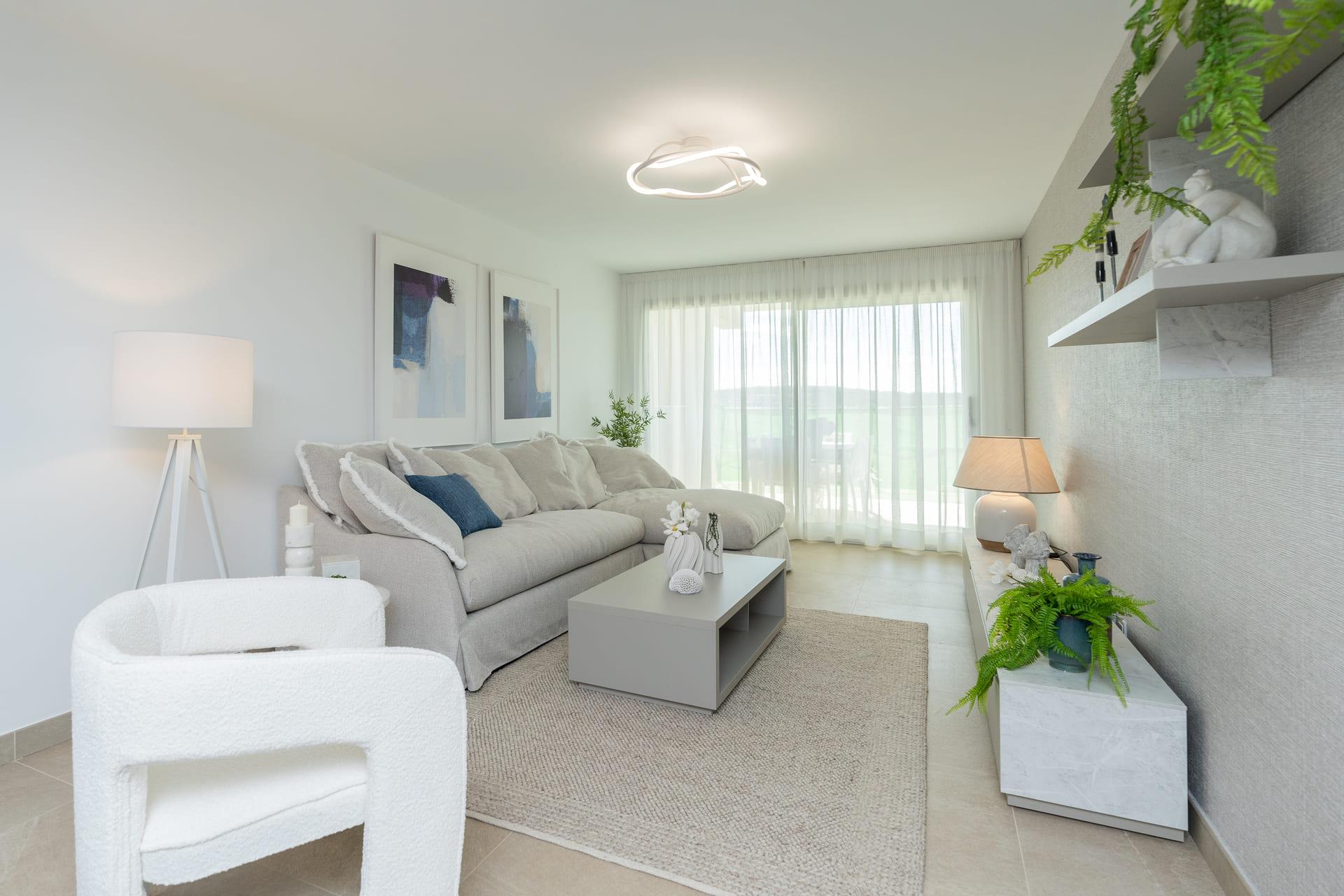 Communal terrace area in new-build development, Estepona Golf