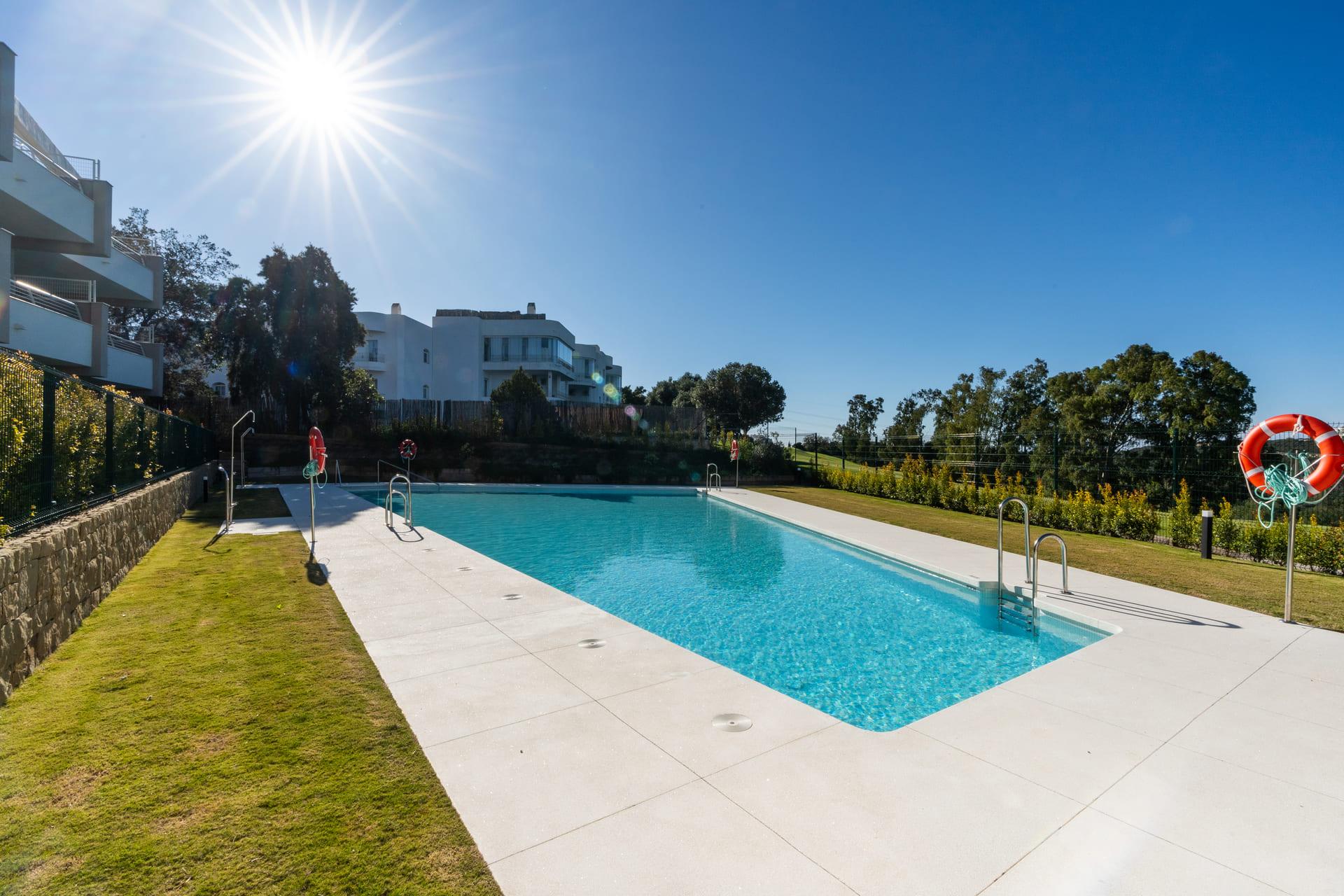 Exterior render and window frames, new-build apartment, Estepona Golf