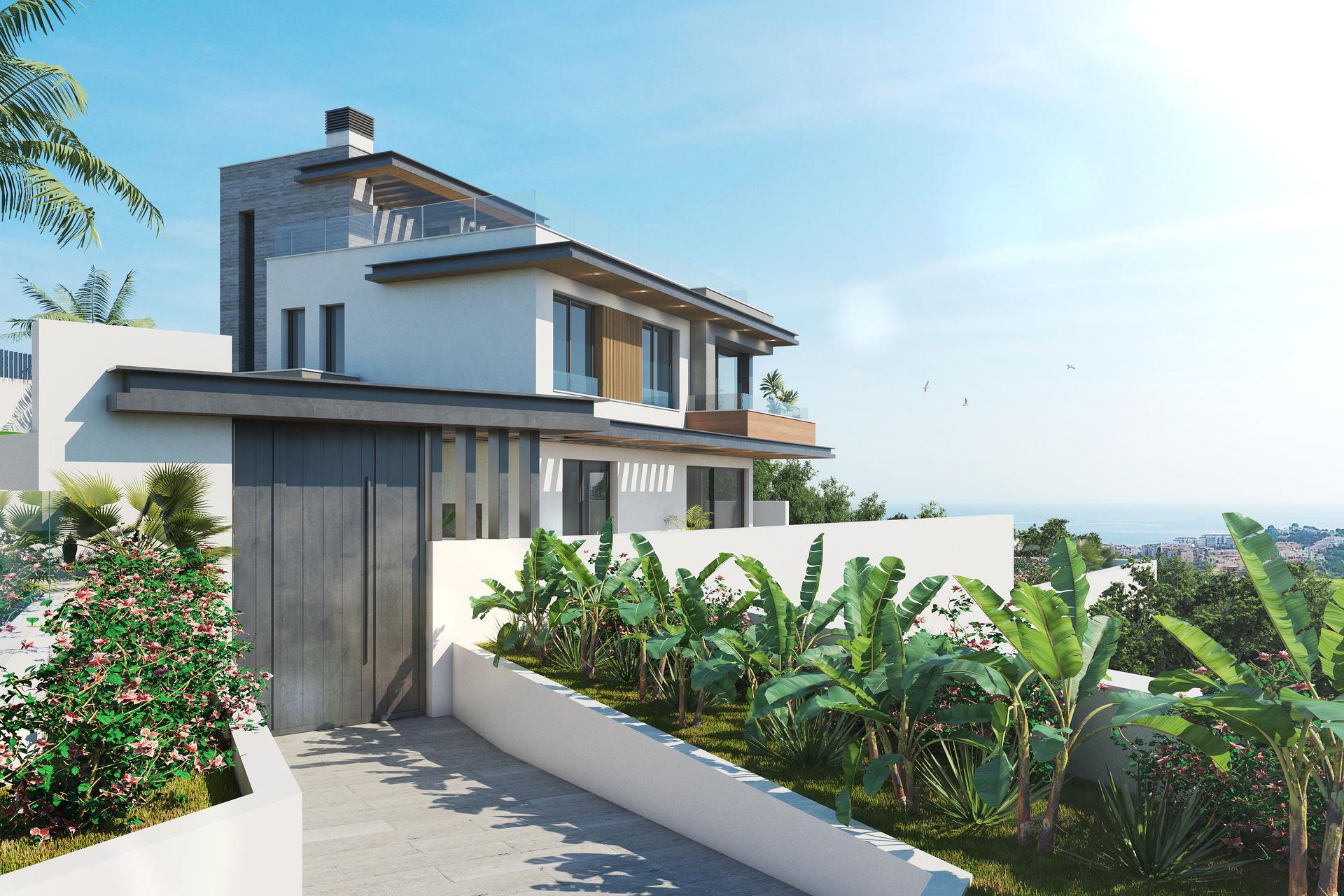Building facade detail, new-build villa, Riviera del Sol, Mijas