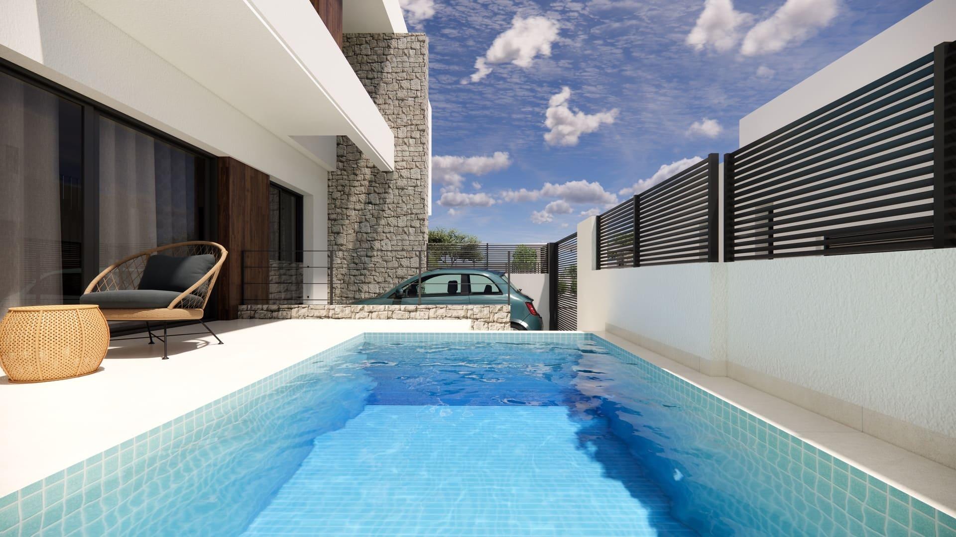 Front facade of 3-bedroom new-build villa in Dolores, Alicante