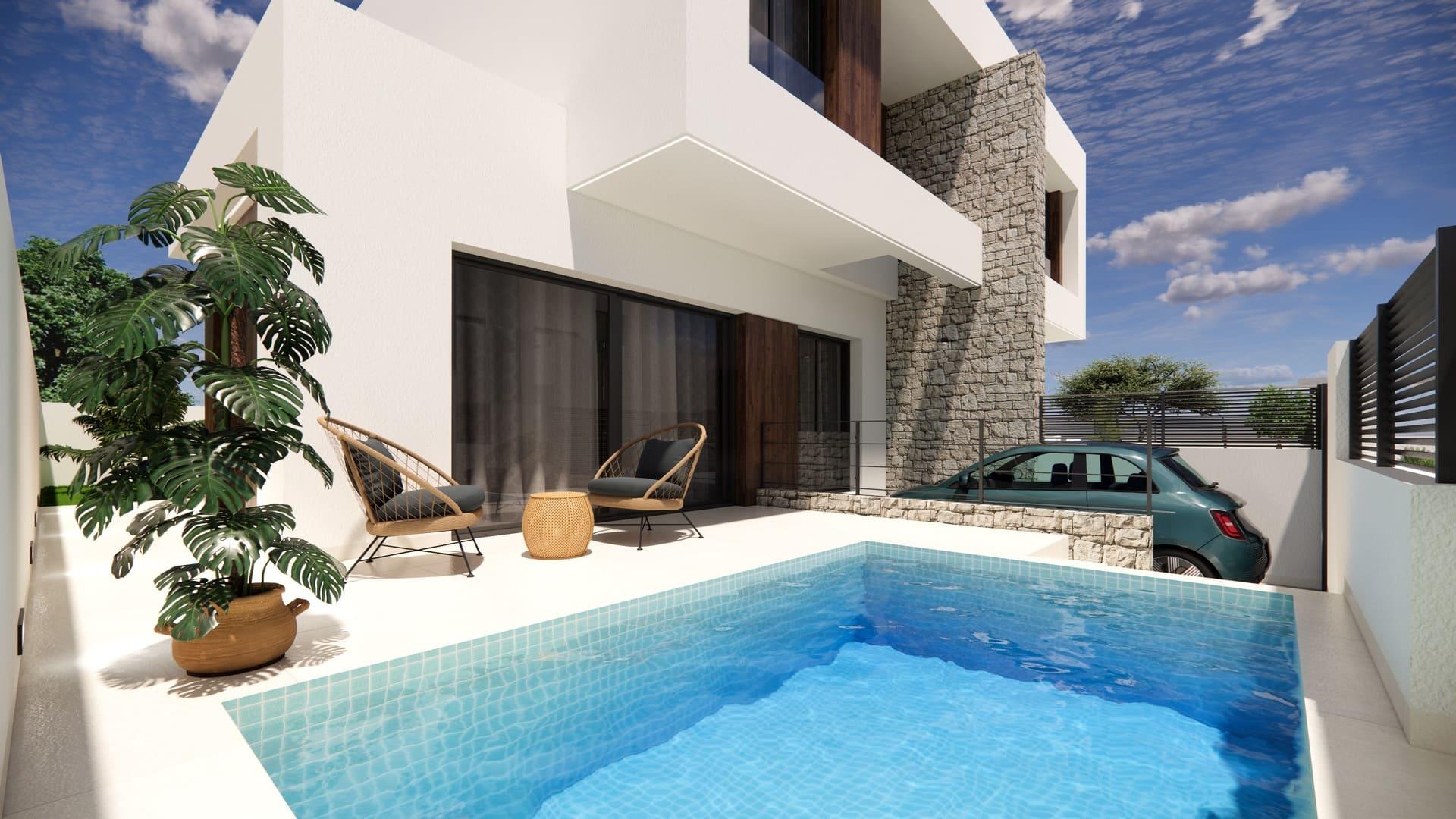 Side elevation of new-build villa in Dolores, Alicante province
