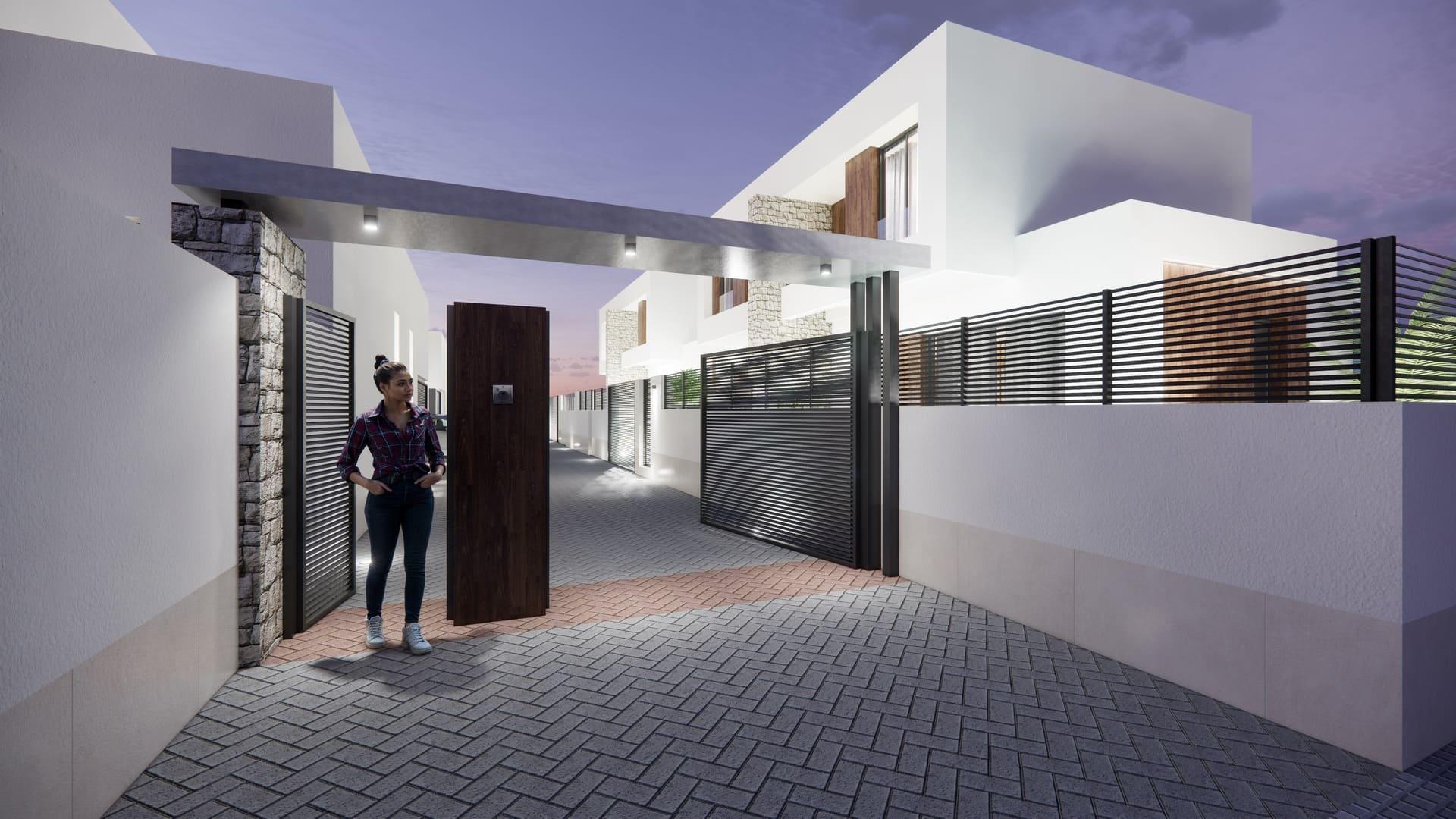 Entrance door and porch area, new-build villa, Dolores, Alicante