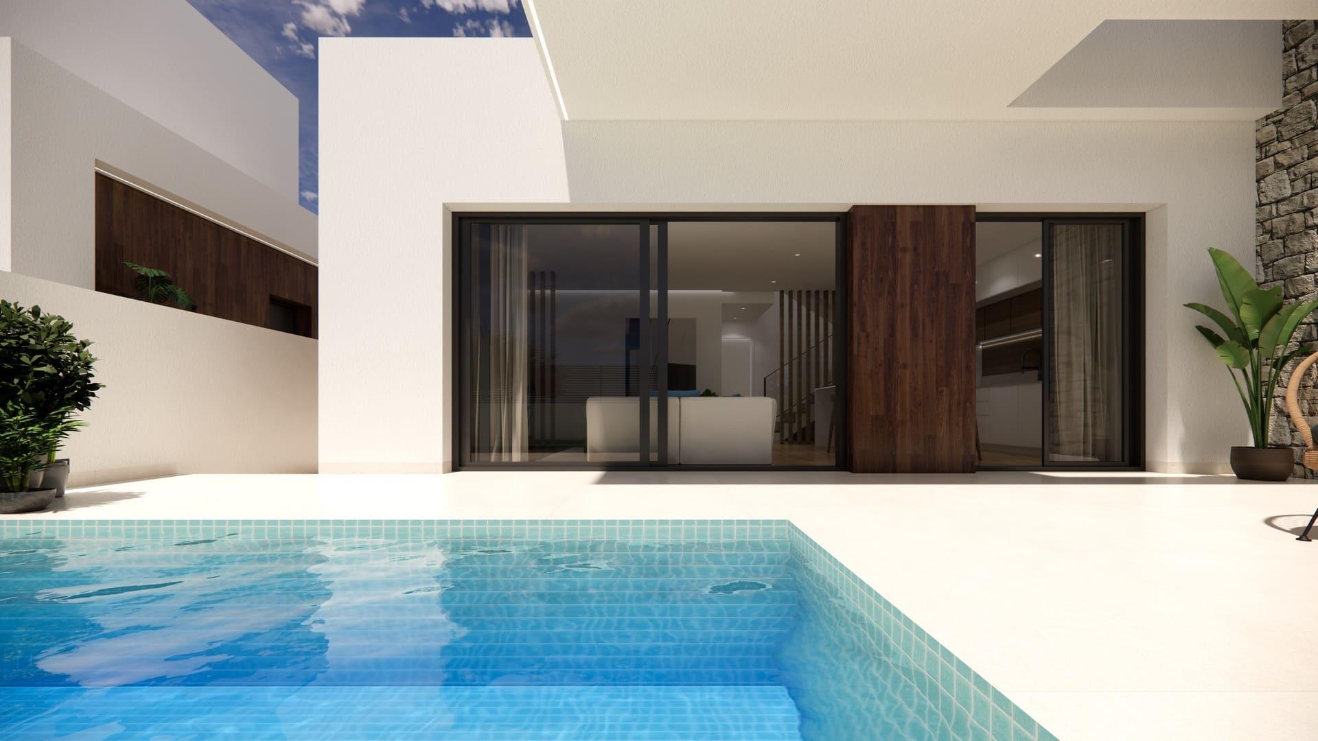 Open-plan kitchen and dining space in new-build villa, Dolores