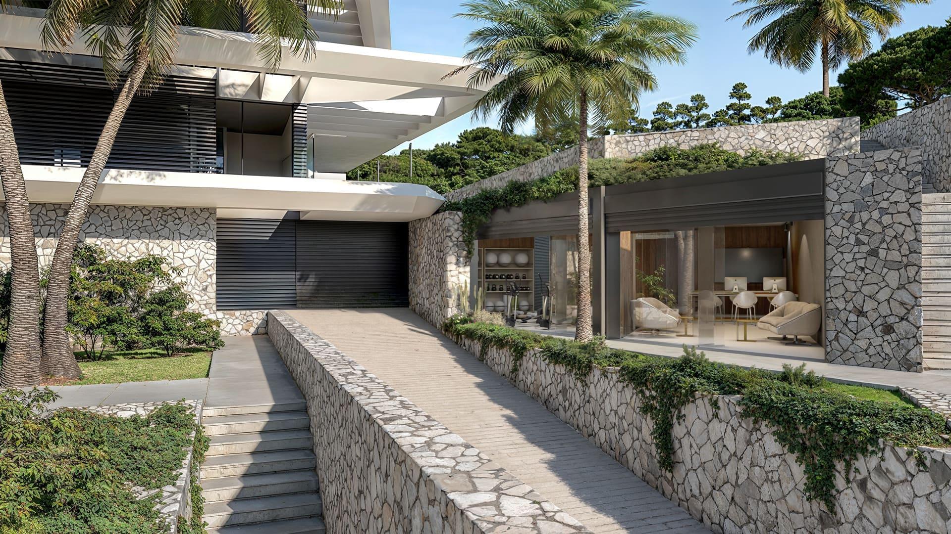 Communal gardens of the new-build development, Parque Central, Estepona