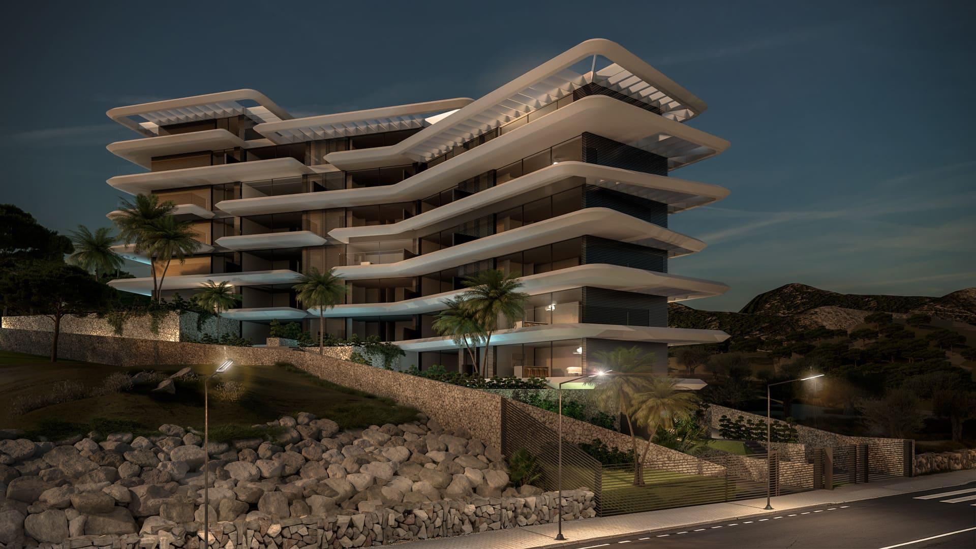 Kitchen worktop and appliances in new-build apartment, Parque Central, Estepona