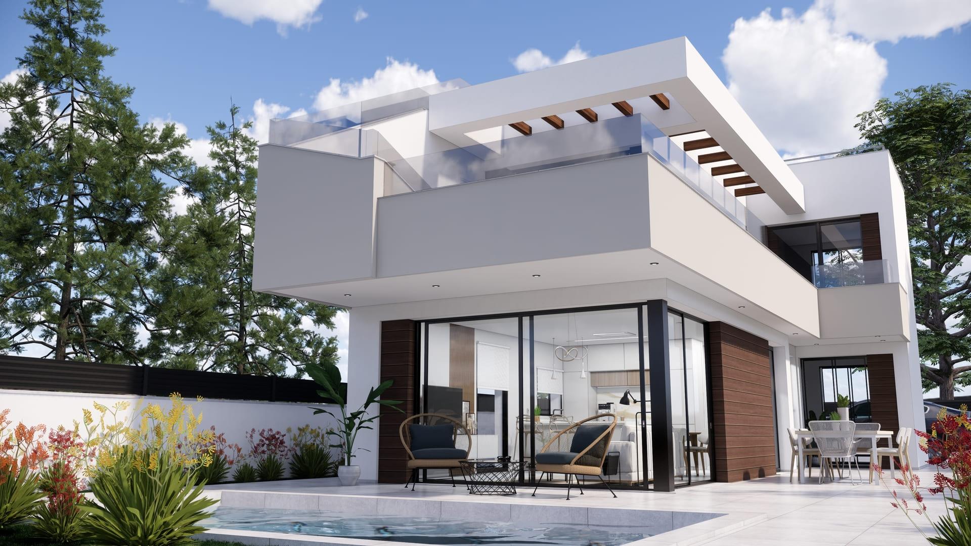 Bedroom with built-in storage in new-build villa, Pinar de Campoverde